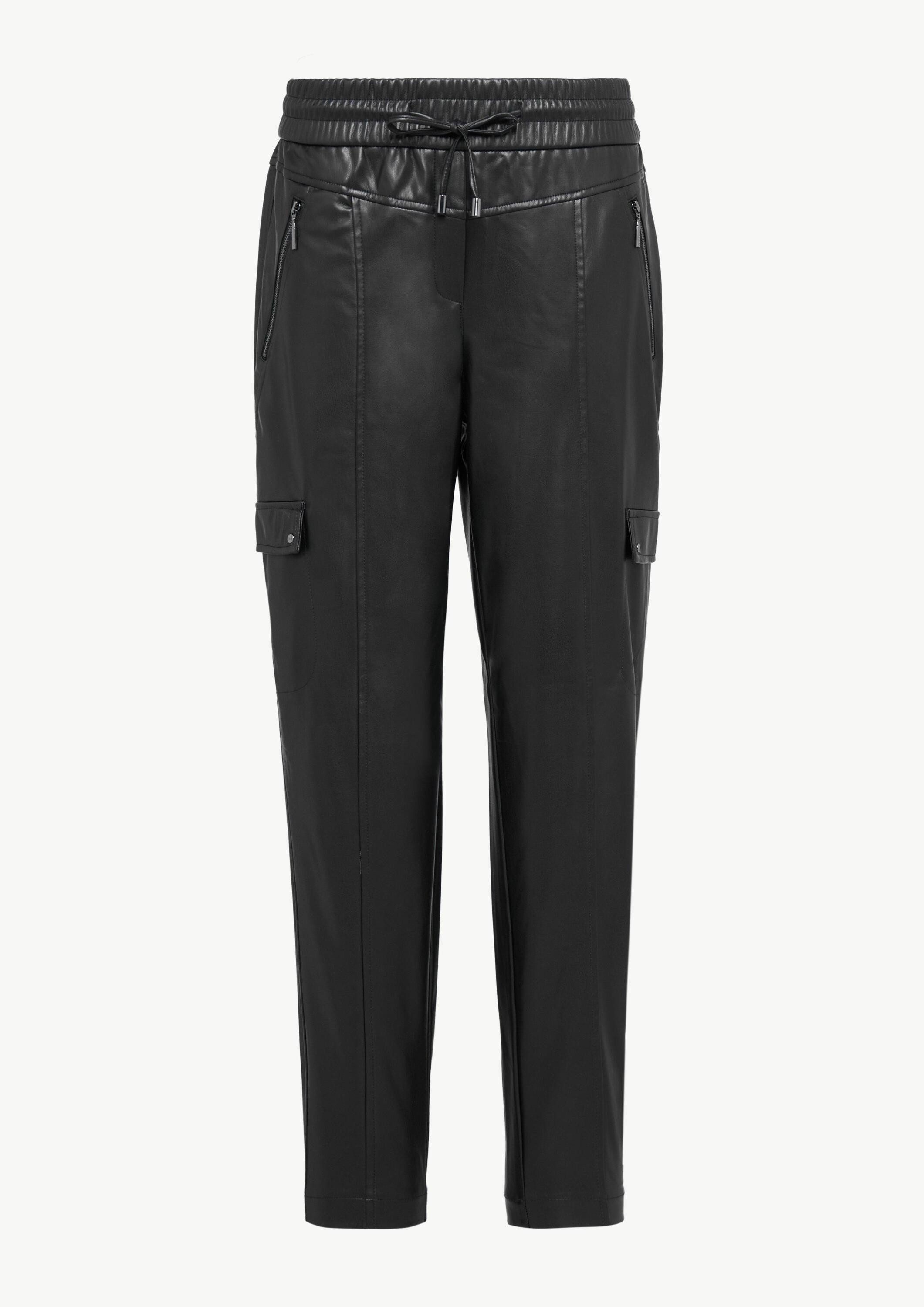 comma Chinos Hose Cargohose aus Lederimitat