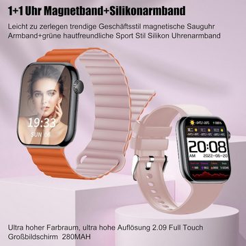 JANOLTY Smartwatch (2,09 Zoll, Android, iOS), Damen Herren,mit Telefonfunktion Uhren Fitness Tracker IP67Wasserdicht