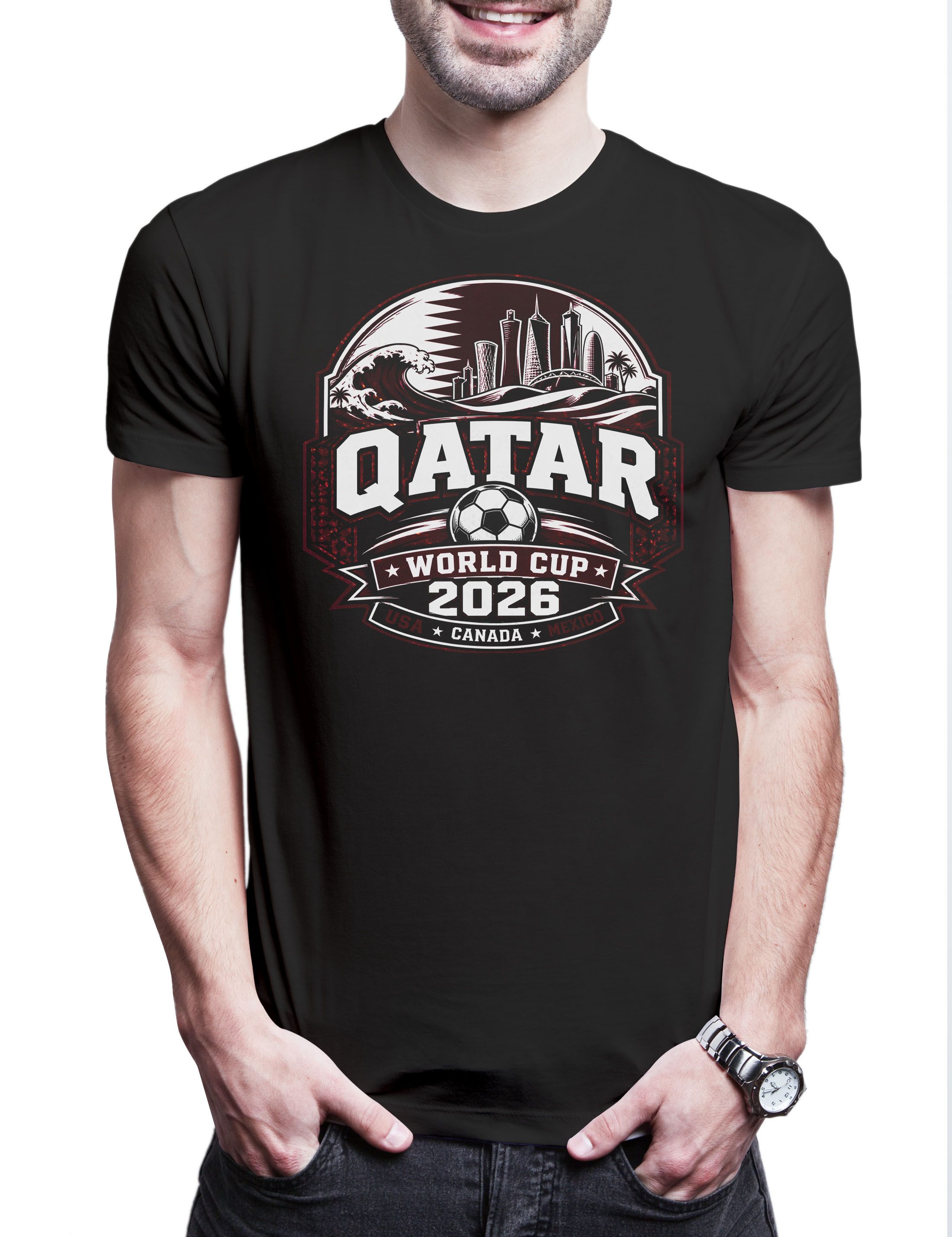 Urban Backwoods Print-Shirt Team Qatar 1 Herren T-Shirt Katar AlAnnabi Maroon Doha Fußball WM (1-tlg) Soccer Football Turnier 2026