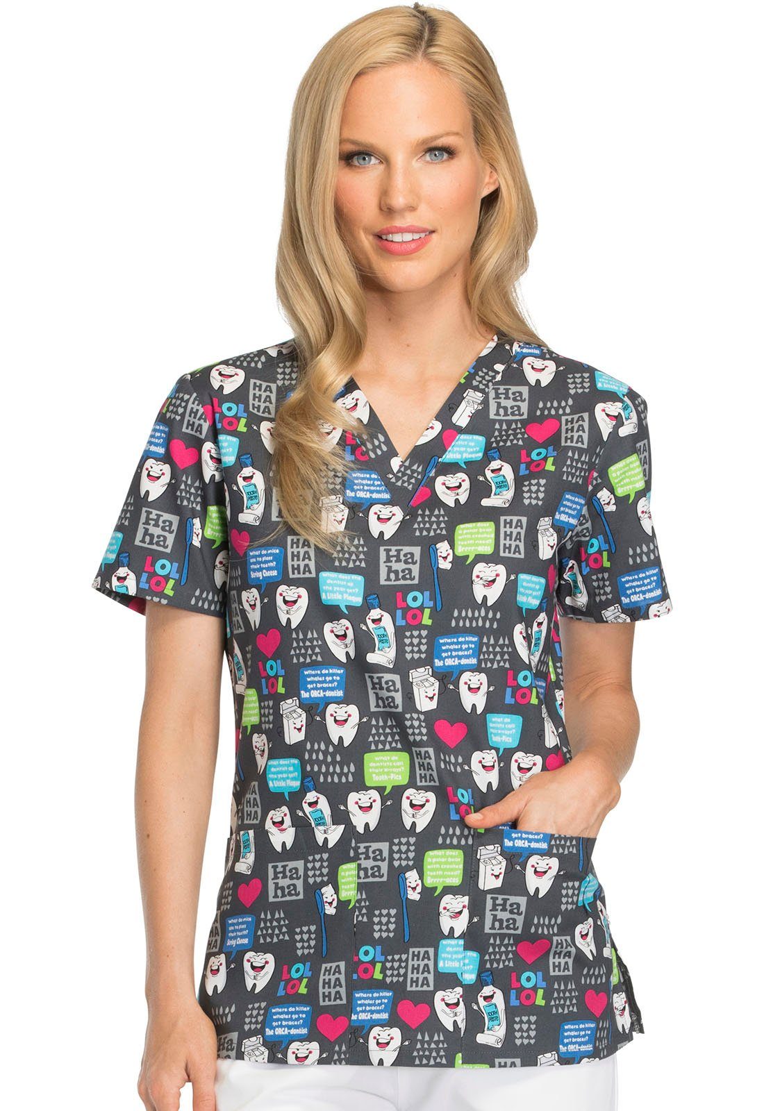 Funktionsbluse Bunt bedruckter Damen Kasack "Have a laugh"
