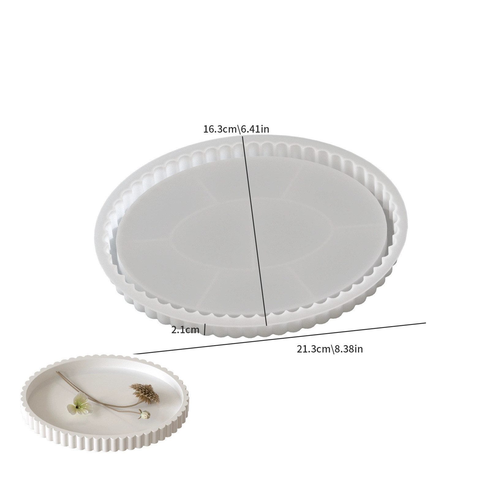 FOUORTUNATE-BEE Silikonform 2er Set Silikonformen – Wellenrand-Ovaltabletts für Gießen, (2-tlg), Silikonform für Beton, Gips und Epoxidharz – Ovaltabletts