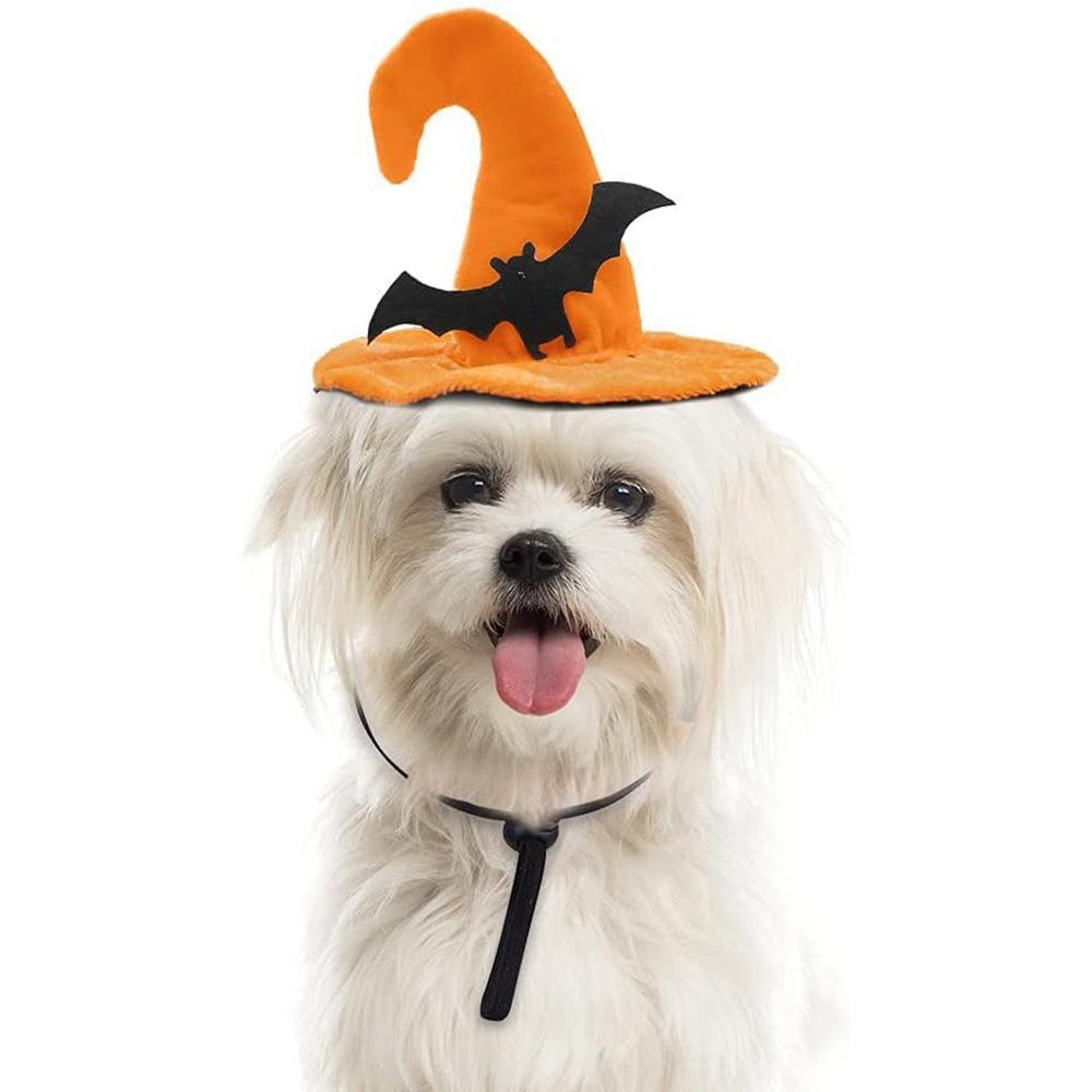 GelldG Kopfschutz Halloween-Kostüm für Haustiere, Fledermaus-Hut, Party, Kopfschmuck orange(Stil2)