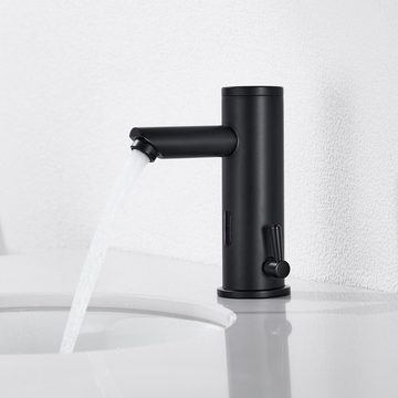 Auralum Waschtischarmatur Infrarot Sensor Wasserhahn Automatik Waschtischarmatur Schwarz Ablaufventil Pop Up Ablaufgarnitur