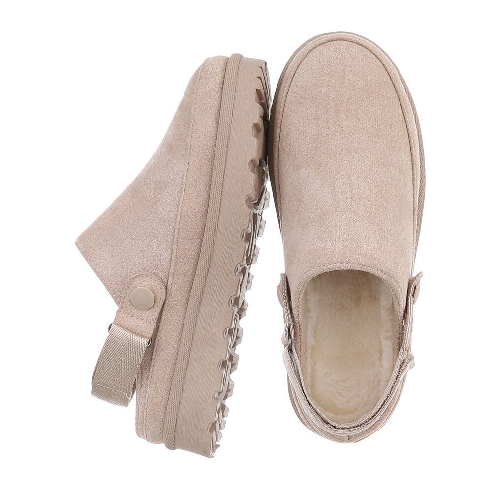 Ital-Design Damen Hausschuhe Freizeit Hausschuh (87118487) Flach Hausschuhe in Beige