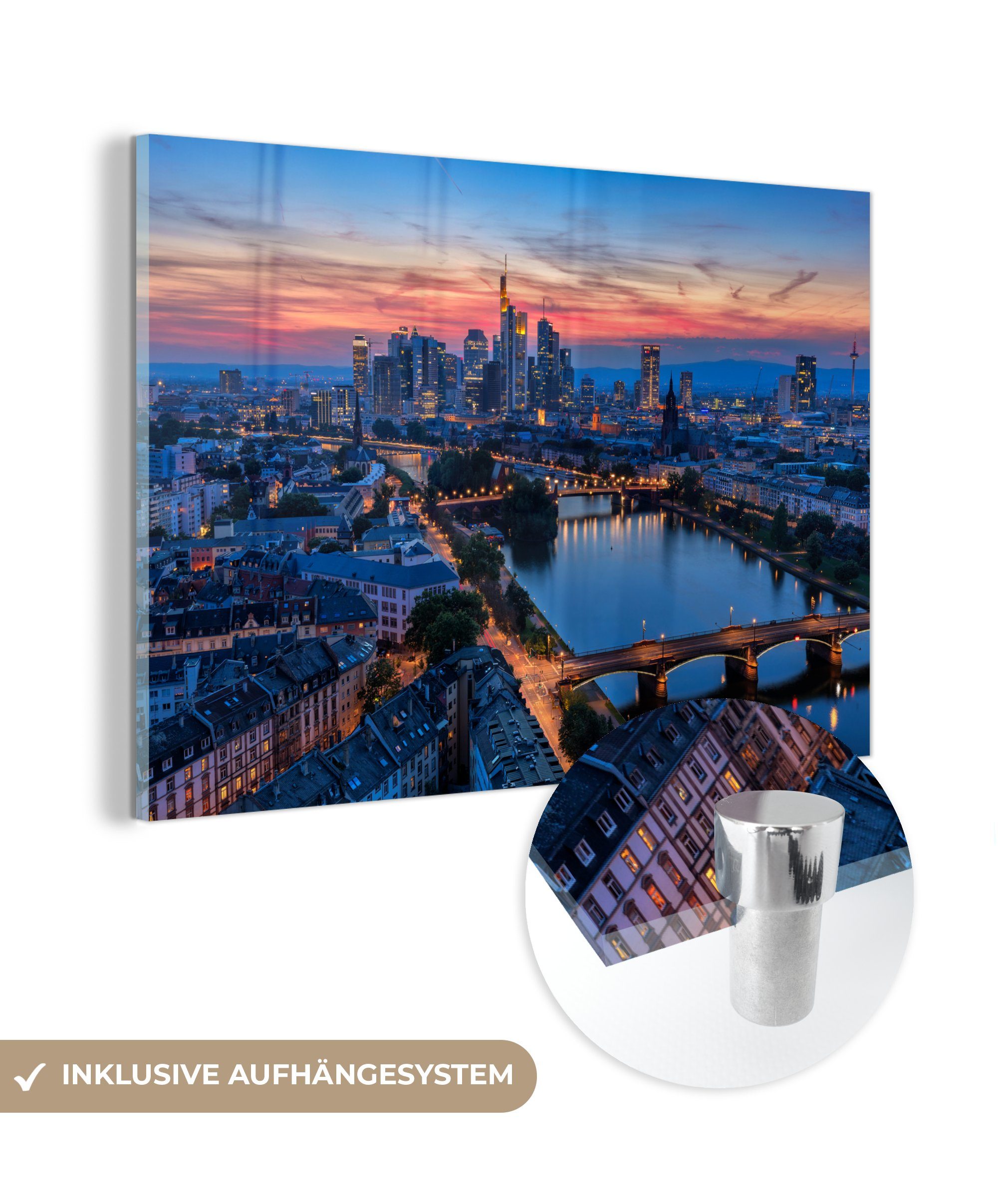 MuchoWow Acrylglasbild Frankfurt - Deutschland - Wasser, (1 St), Acrylglasbilder Wohnzimmer & Schlafzimmer