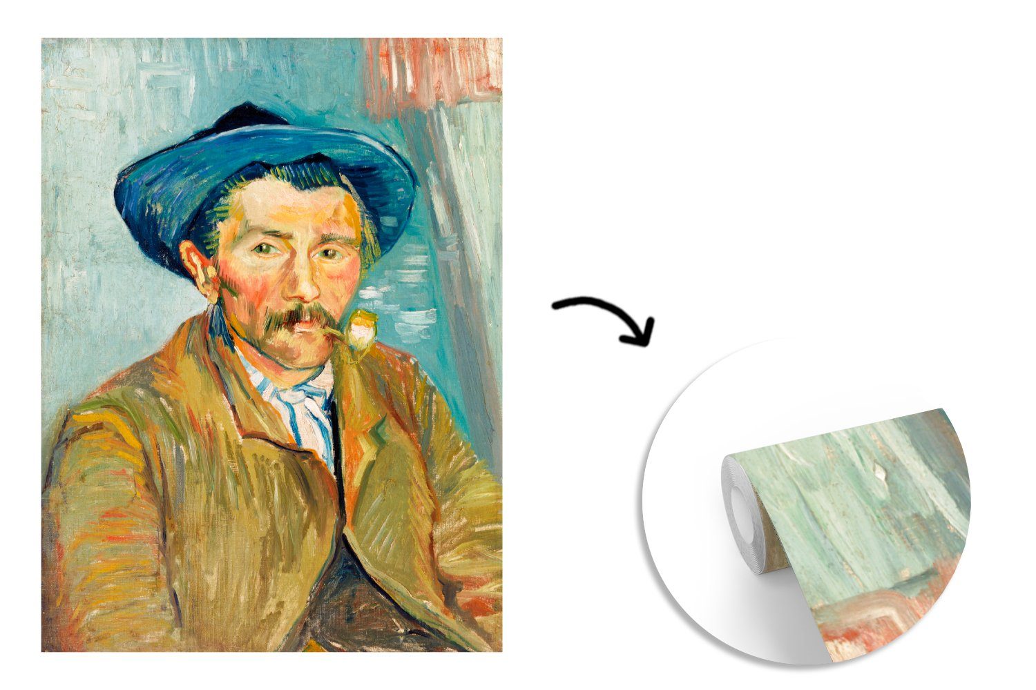Wandtapete Vinyl (4 Montagefertig Matt, Der St), - bedruckt, Vincent Gogh, Fototapete van Tapete MuchoWow Raucher Wohnzimmer, für