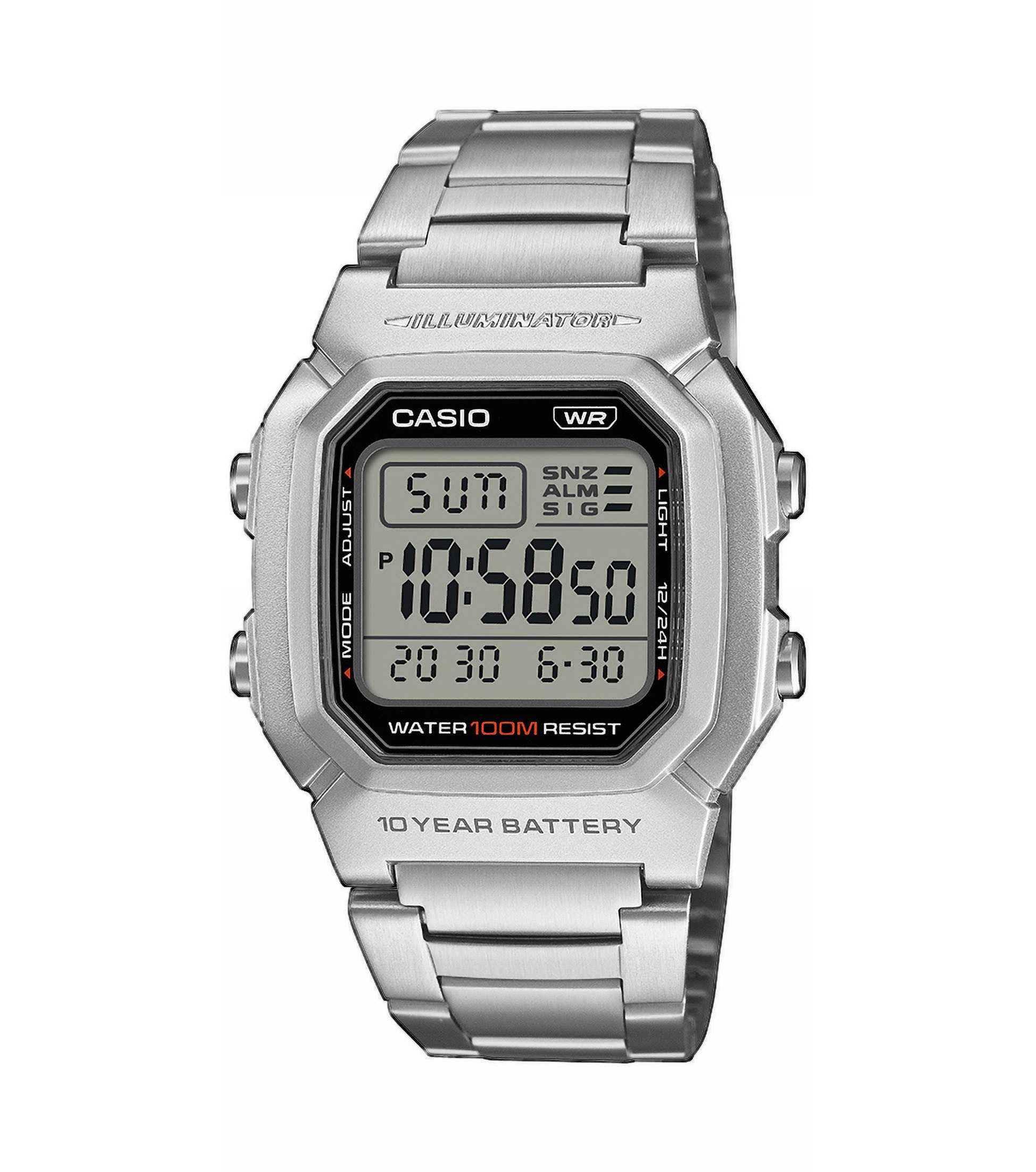 CASIO TIMELESS COLLECTION Chronograph W-800HD-1AVEF, Quarzuhr, Armbanduhr, Herrenuhr, Edelstahlarmband, digital