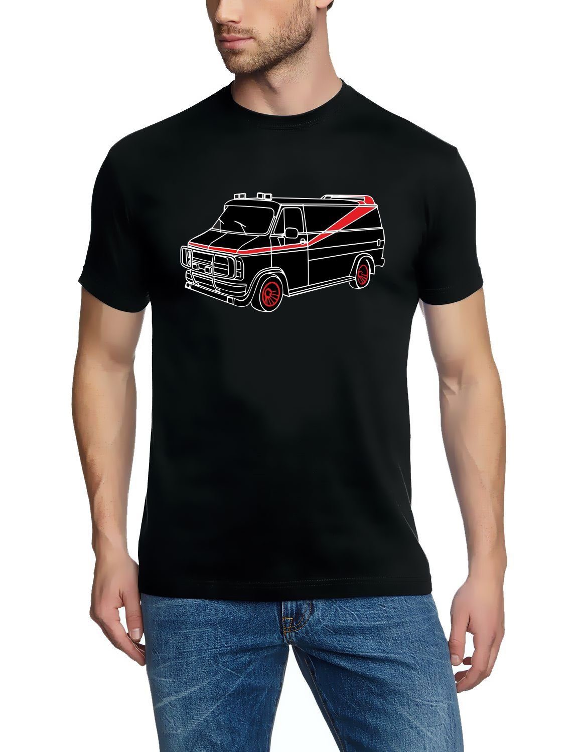 coole-fun-t-shirts Print-Shirt A-TEAM Van Bus T-Shirt Schwarz S M L XL XXL 3XL