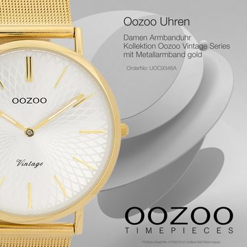 OOZOO Quarzuhr Oozoo Damen Armbanduhr Vintage Analog, Damenuhr rund, groß (ca. 40mm) Metallarmband, Fashion-Style