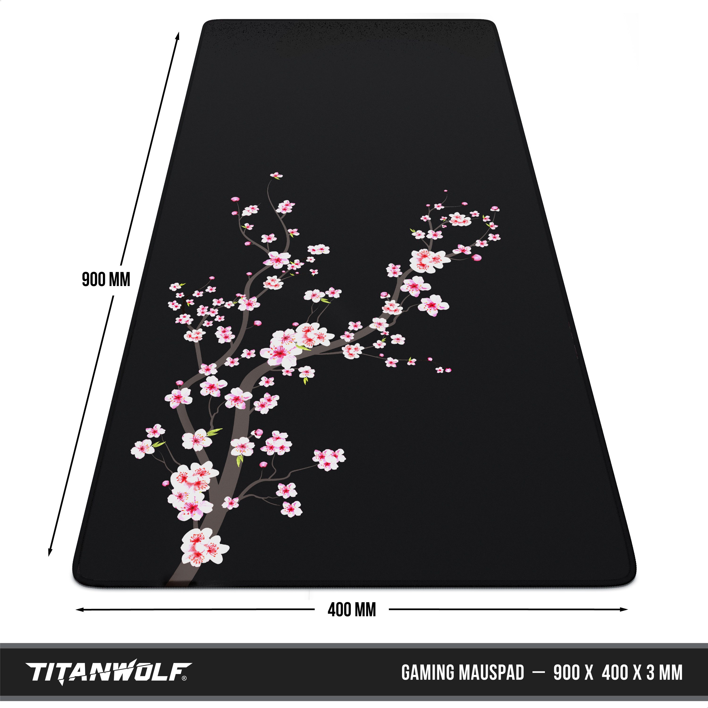 Titanwolf Gaming Mauspad XXL Speed Mousepad 900 x 400 x 3 mm, Schreibtischauflage, abwaschbar, rutschfeste Rückseite, Geschwindigkeit & Präzision, Sakura