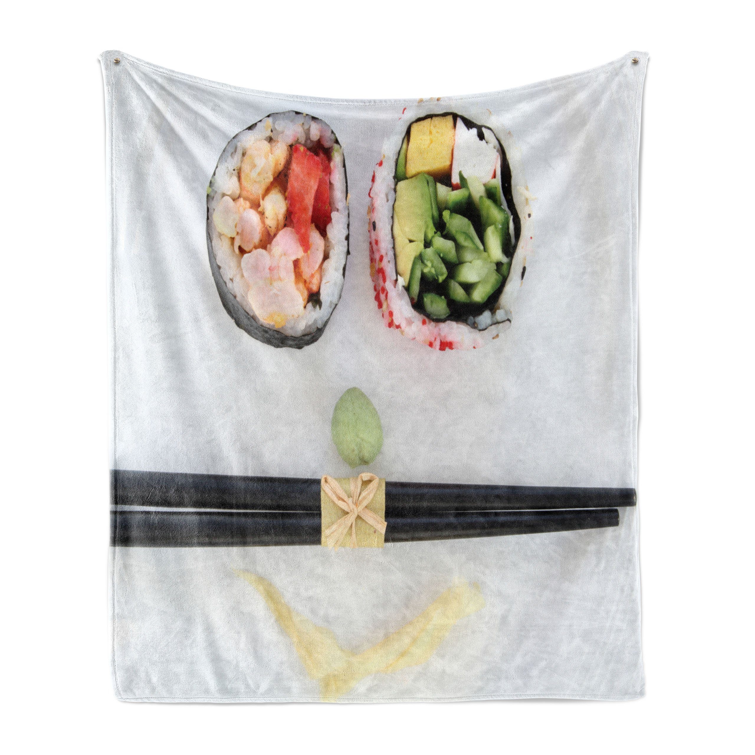 Plüsch Foto und Wohndecke den Innen- Wasabi Abakuhaus, Sushi Gemütlicher oben Außenbereich, für Lächeln Platte