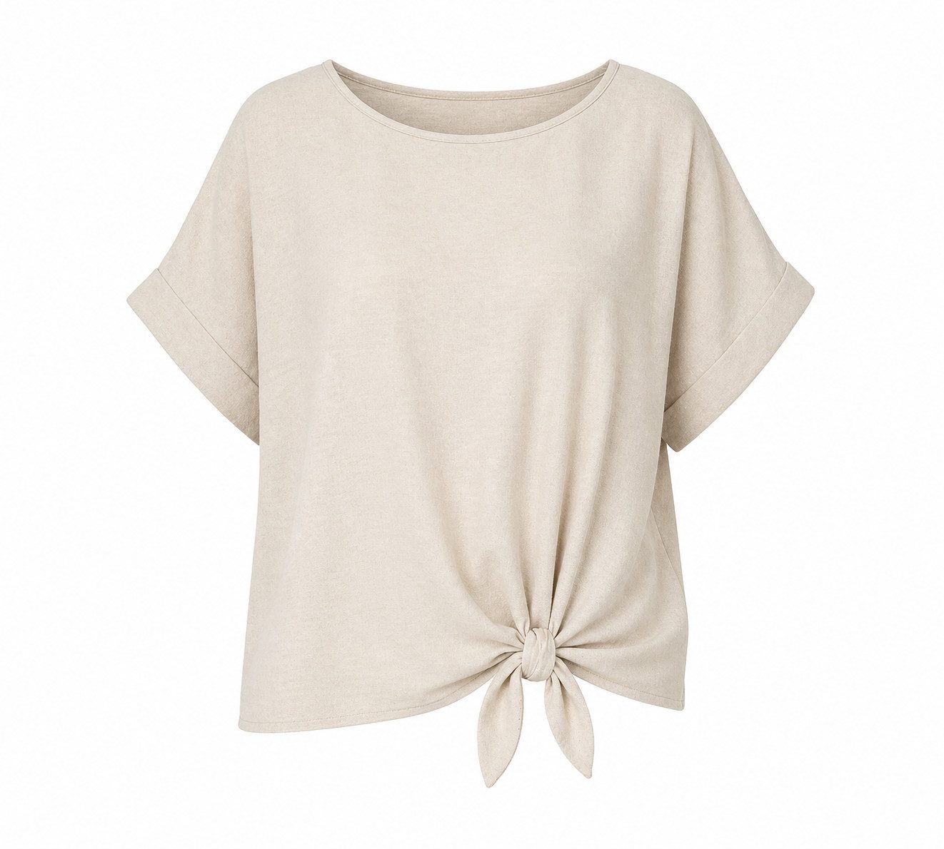 ITALY VIBES Kurzarmbluse - sommerliche Bluse - Blusenshirt Damen mit Knotendetail ONE SIZE / passend für Größe S - L