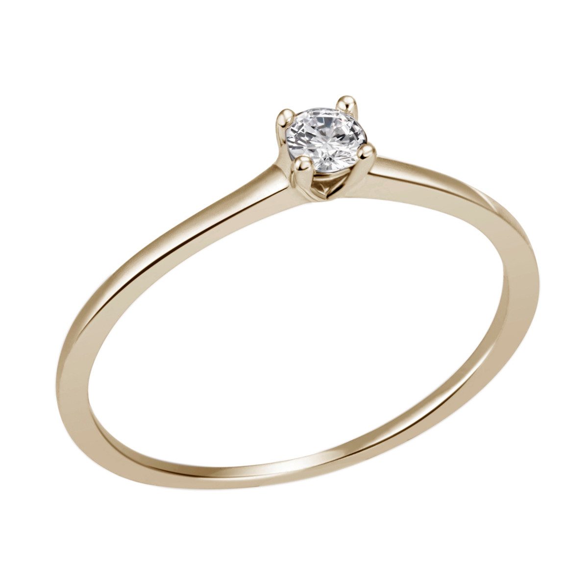Reflexion Diamonds Solitärring Verlobungsring, 585er Gelb- oder Weißgold, 4er Stotzen, 0,10ct SI, Solitärring, 4er Stotzenfassung, 0,10ct W/SI