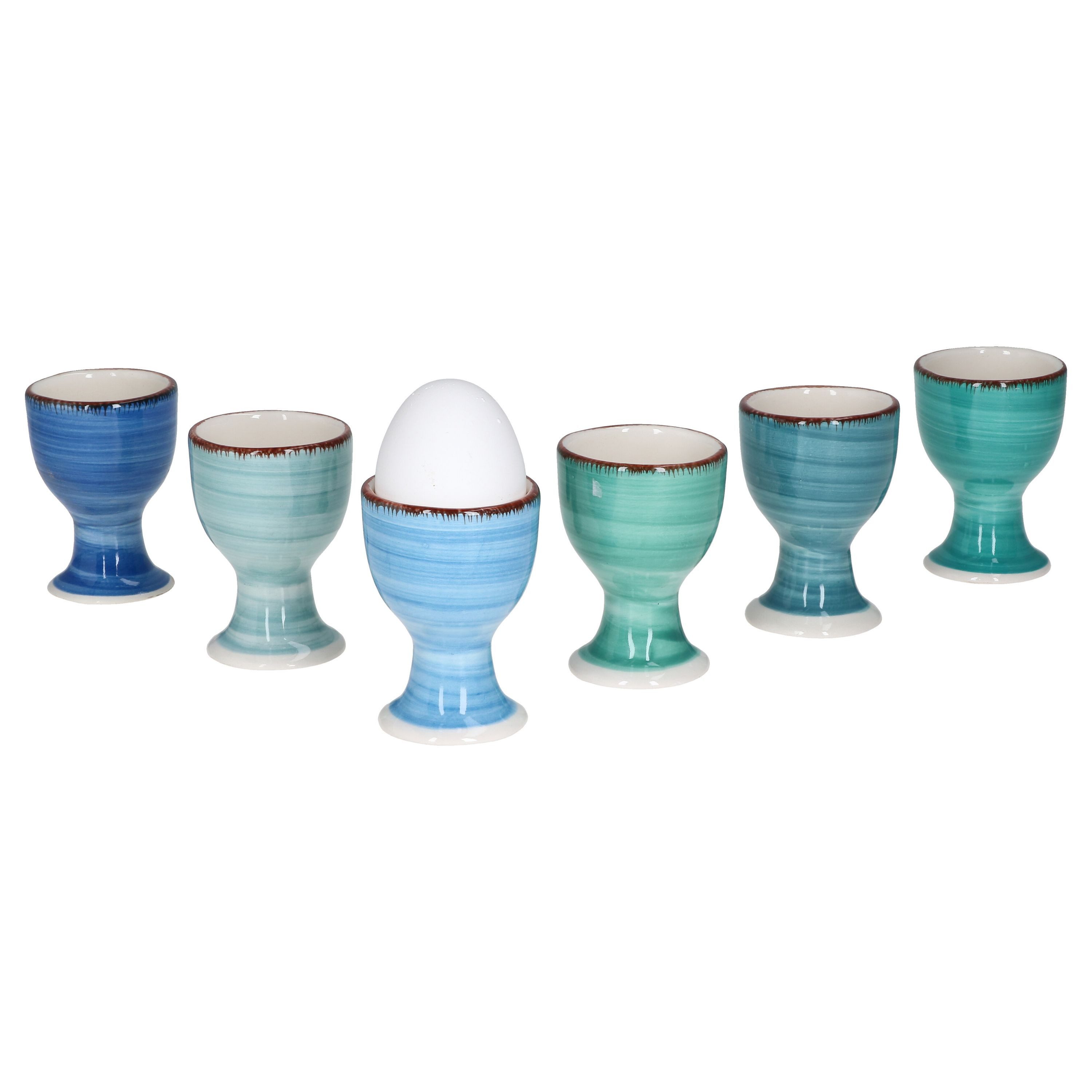 MamboCat Eierbecher Blue Baita 6er Set Eierbecher blaue Eierhalter Eierständer Steingut