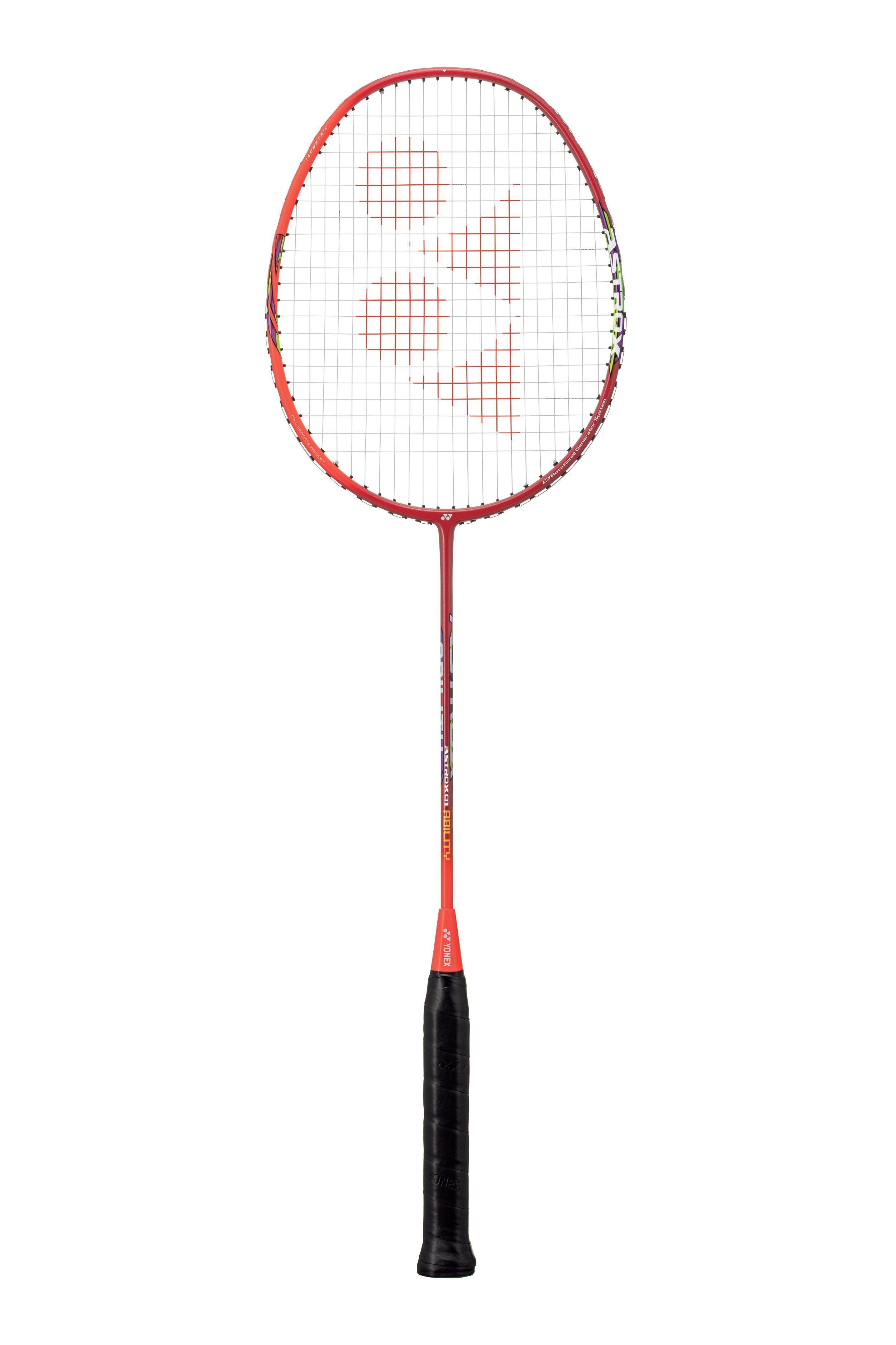 Yonex Badmintonschläger Astrox 01 Ability (kopflastig, sehr flexibel) rot - besaitet, Gewichtsklasse: 4U/G4