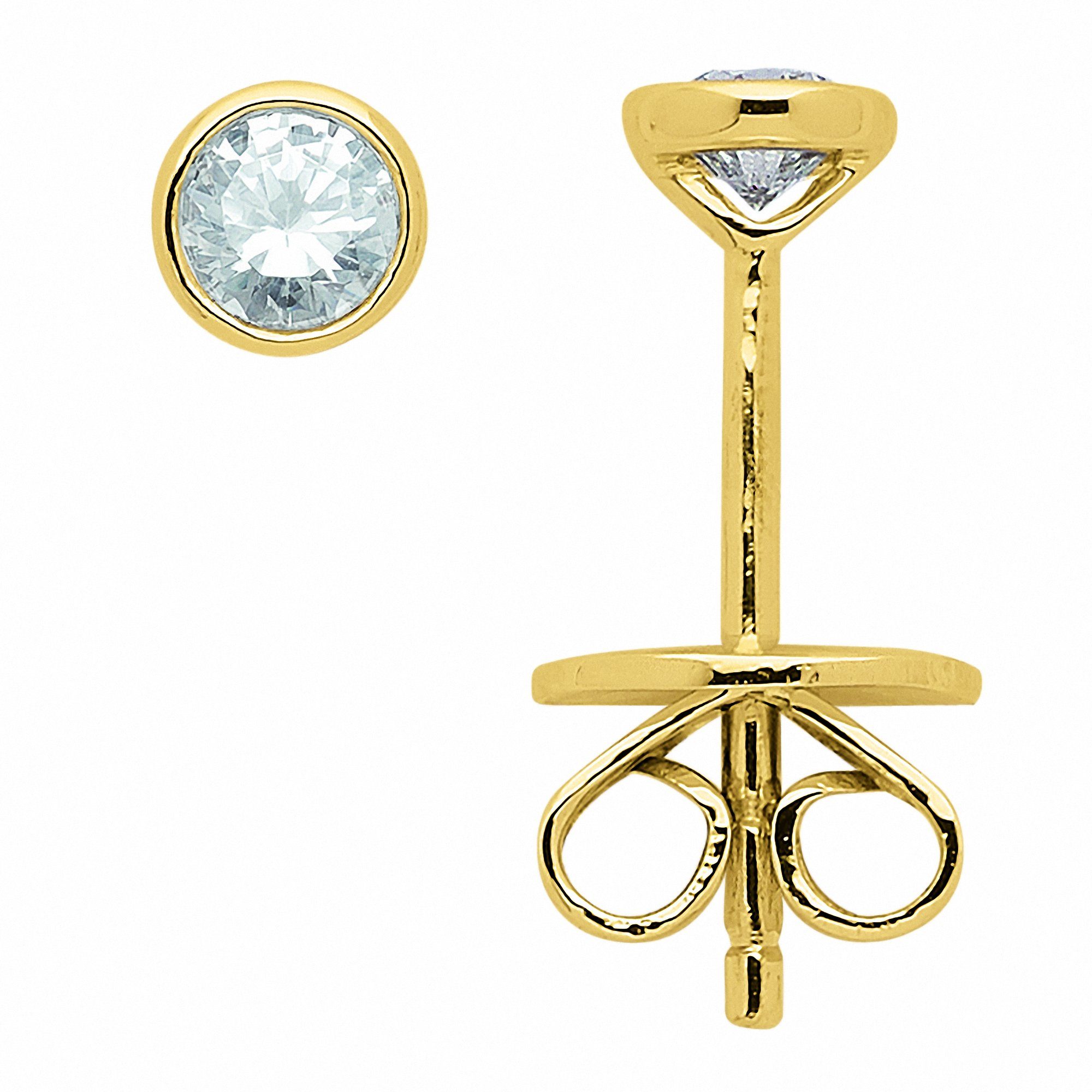 Goldschmuck Gold für Ohrhänger Damen Ohrringe 585 mm, Brillant Diamant / Ohrstecker 3,8 Paar Ø Adelia´s mit
