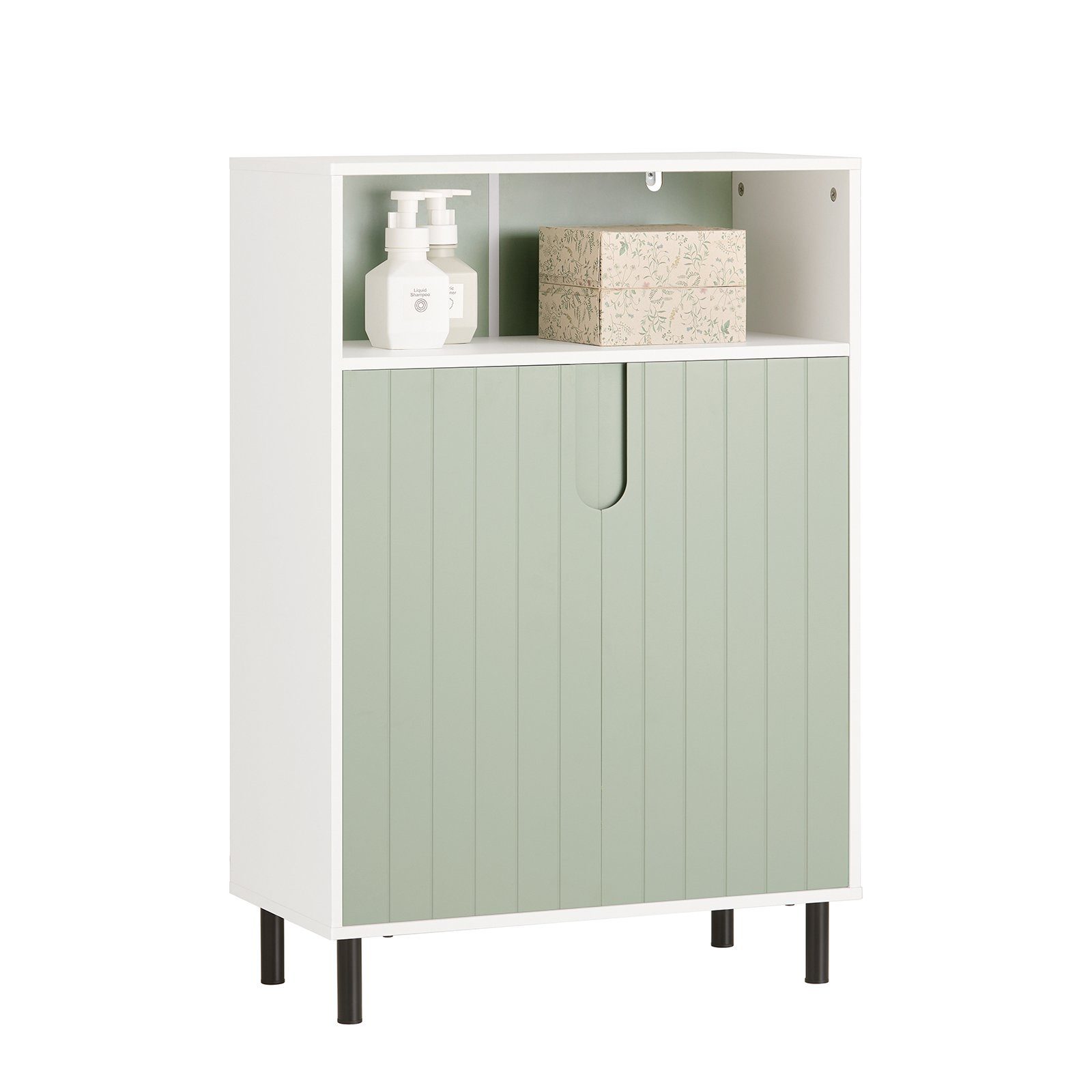 SoBuy Kommode BZR138, Badkommode Badschrank Badmöbel Kommode Sideboard Flurschrank Weiß-Grün