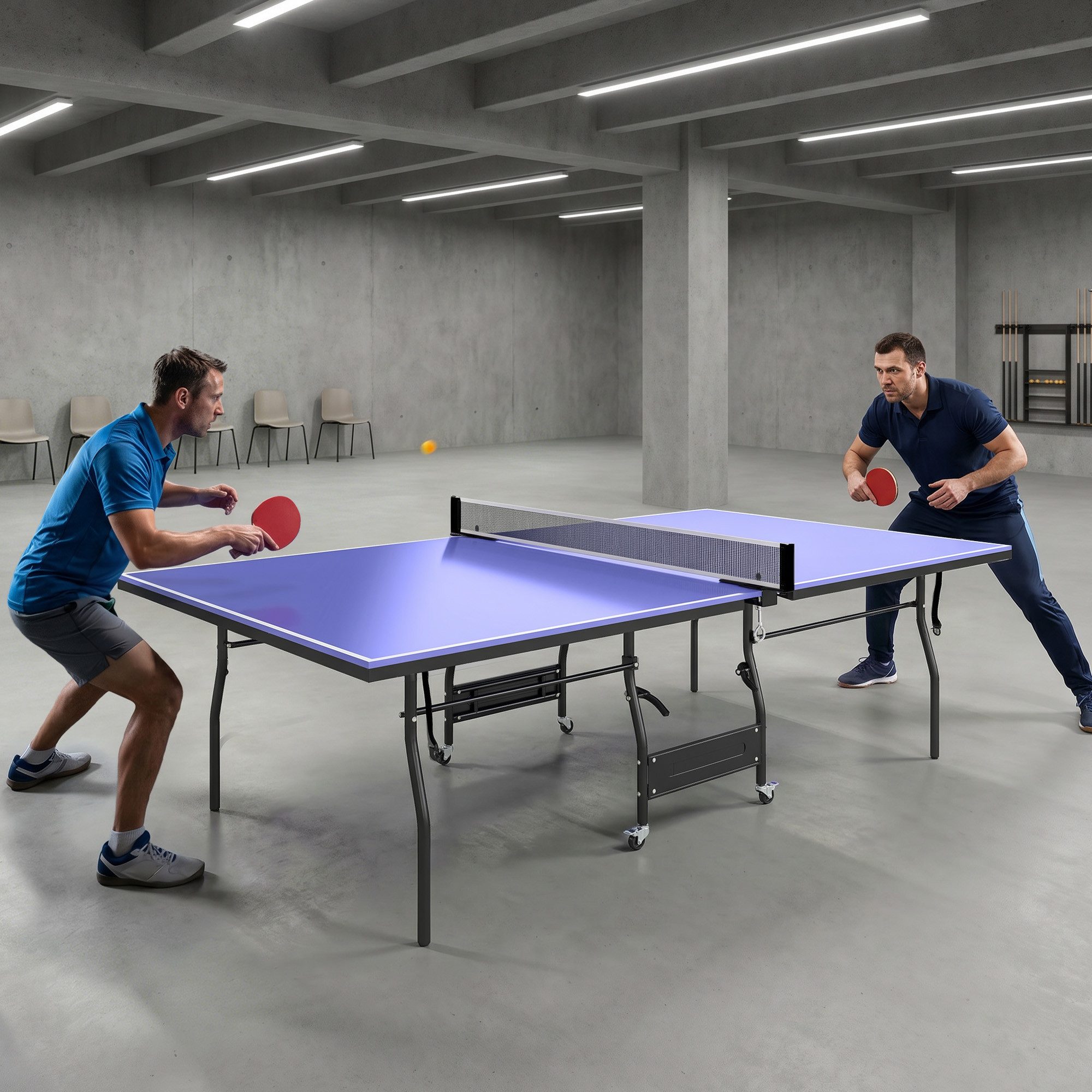 SPORTNOW Tischtennisplatte inklusive Tischtennisnetz, 3 Bälle, 12mm Tischplatte (Tischtennistisch, 5-tlg., Ping Pong Tisch), für Outdoor Indoor 274 x 152,5 x 76 cm Blau