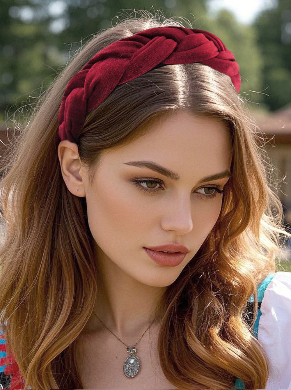 axy Haarreif Haarreif Samt Flechtoptik, Trachten geflochten Vintage Damen Haareifen Haarband