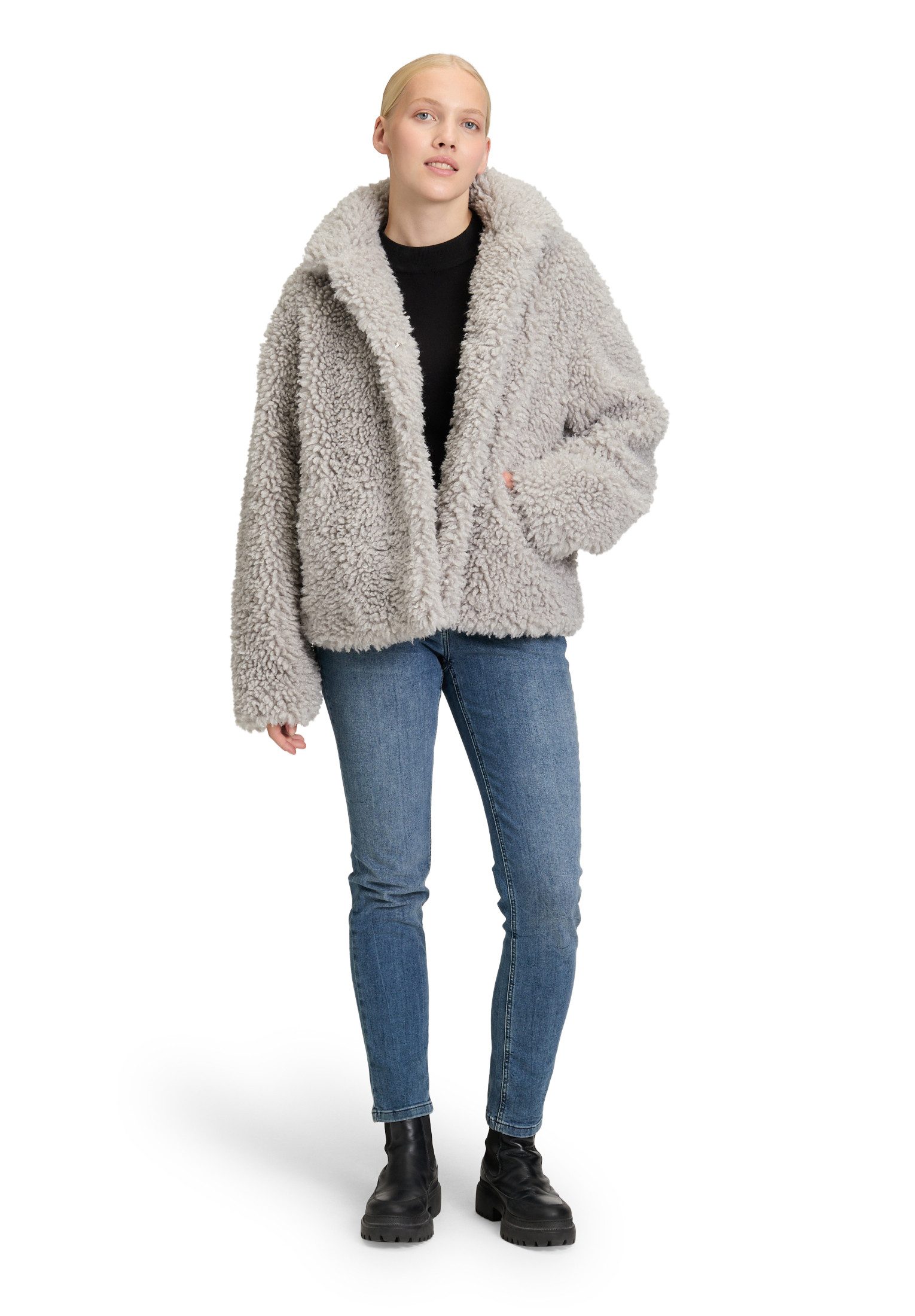 Amber & June Plüschjacke Damen mit Stehkragen