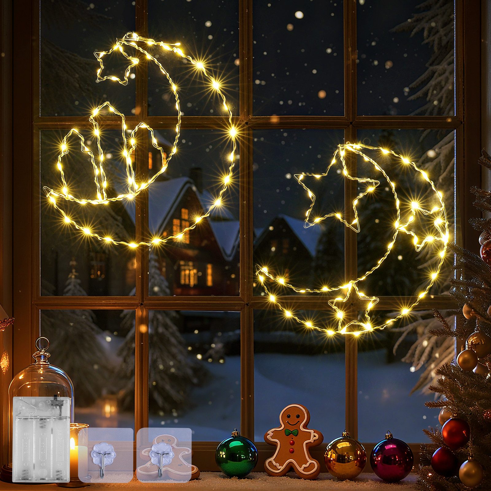 Elegear LED-Lichterkette LED Weihnachtsstern 2er Set, Warmweiße Lichter, Ba günstig online kaufen