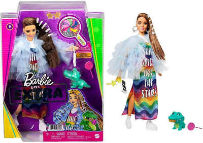 Mattel GmbH Anziehpuppe Mattel GYJ78 - Barbie Extra Puppe im Regenbogenkleid