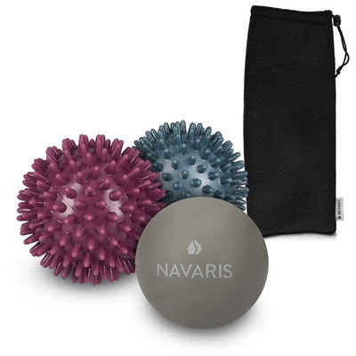 Navaris Stoffball 3x Massageball Set - 2x Igelball, 1x Lacrosse Ball - Fitnessball
