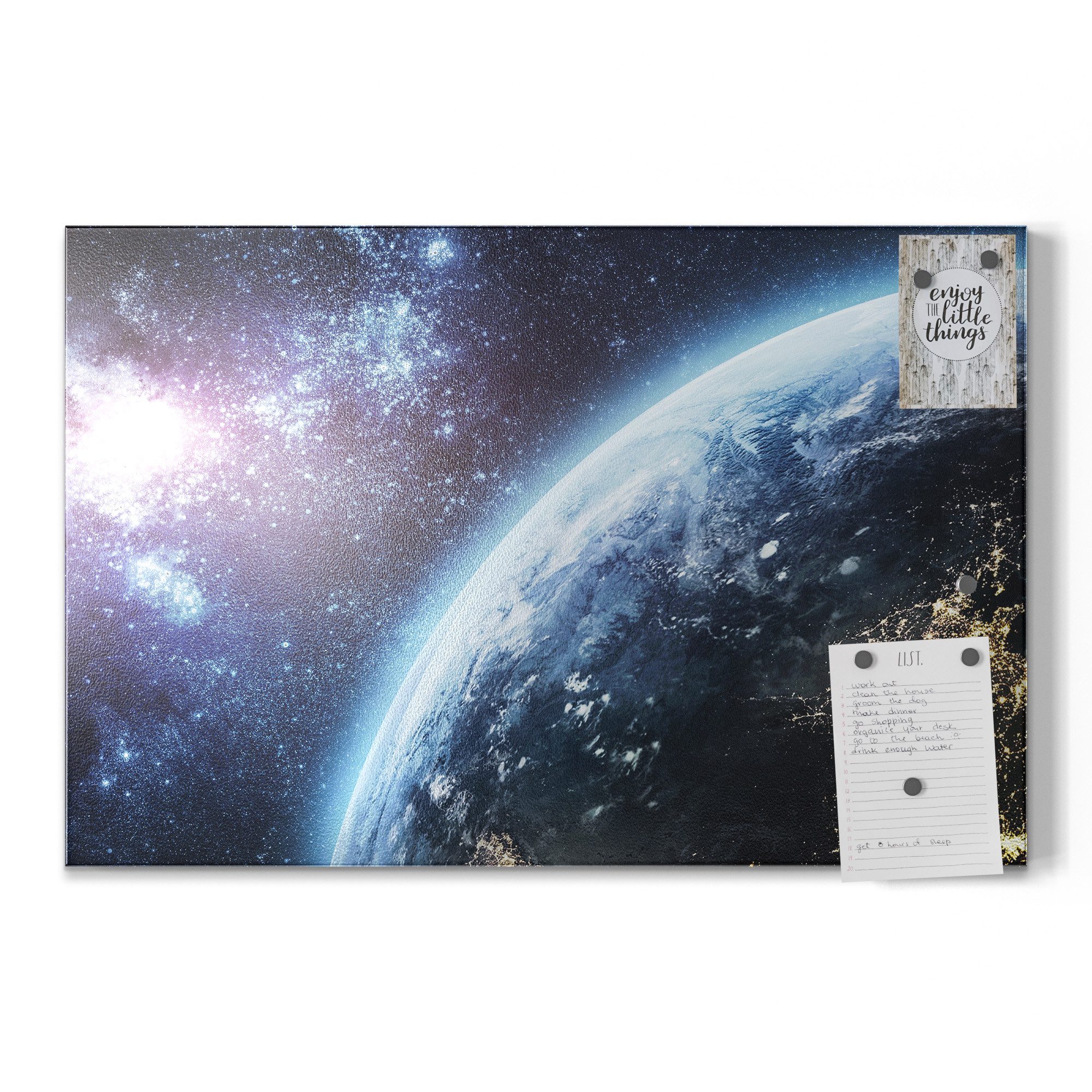 DEQORI Magnettafel 'Blick aus dem All', Metall Whiteboard für alle Magnete, Magnetboard magnetisch