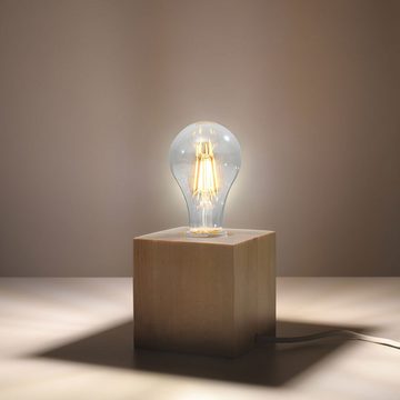 etc-shop LED Tischleuchte, Leuchtmittel nicht inklusive, Tischleuchte Holz Landhausstil Nachttischlampe natur Tischlampe