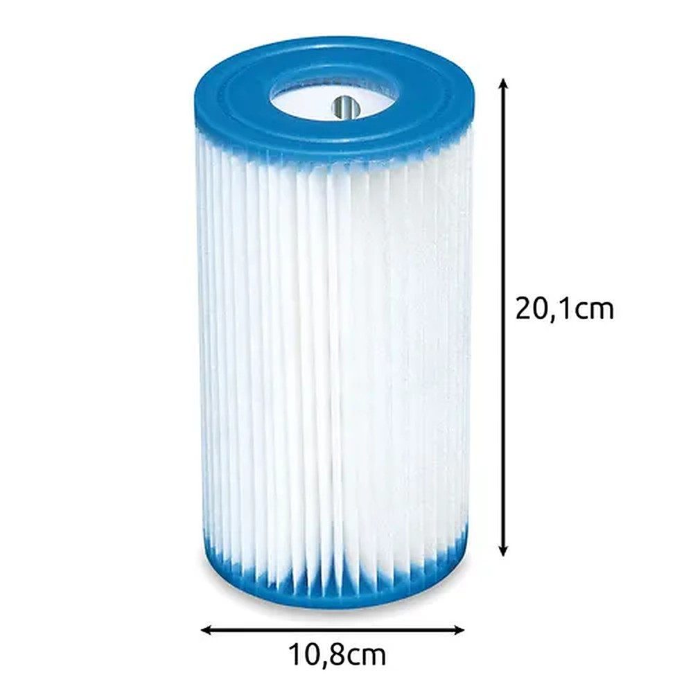 Intex Pool-Filterpumpe Filterkartusche Poolfilter Ersatzfilter (Spar-Set, 1-tlg., 20 x 11 x 11 cm fein), Typ A, werkzeugloser Wechsel, Plisseepapier