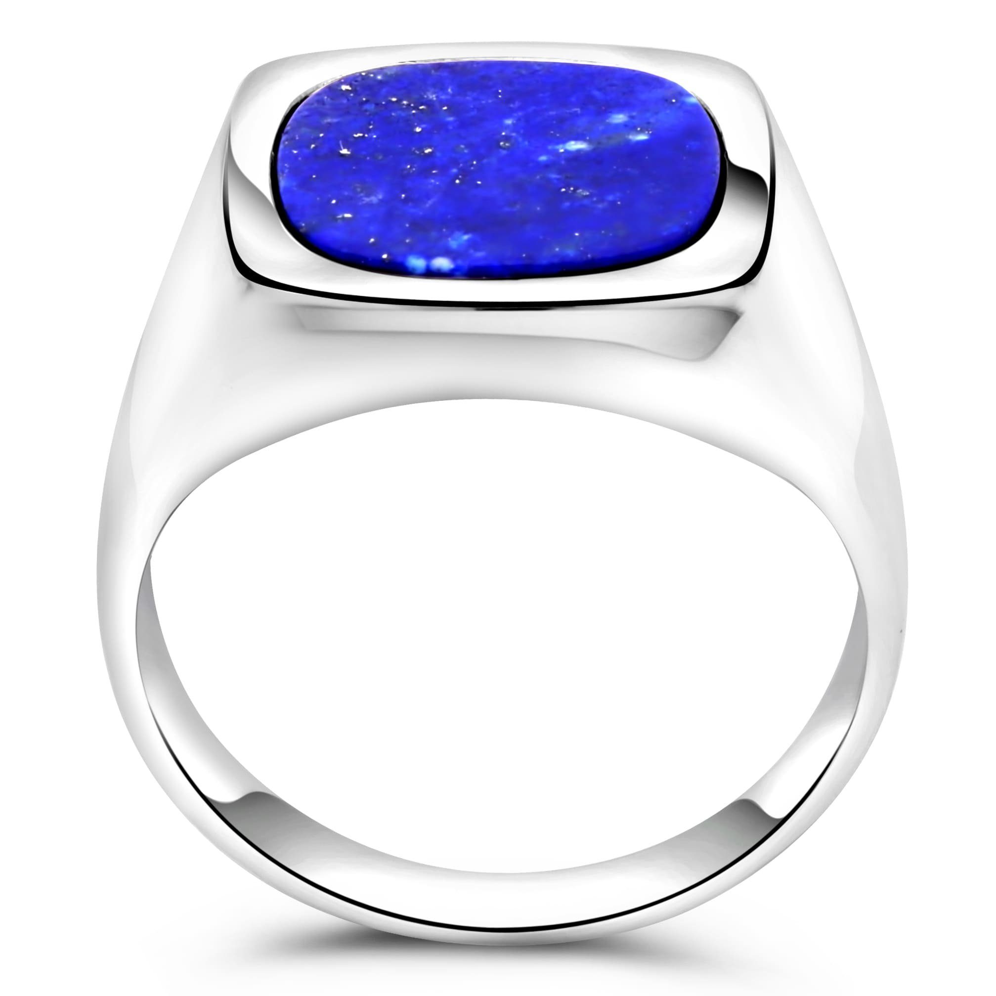 Tony Damen 925er in für Sterling Herren und Blau Fein Silber, Italy Siegelring Massiv Made Lapislazuli