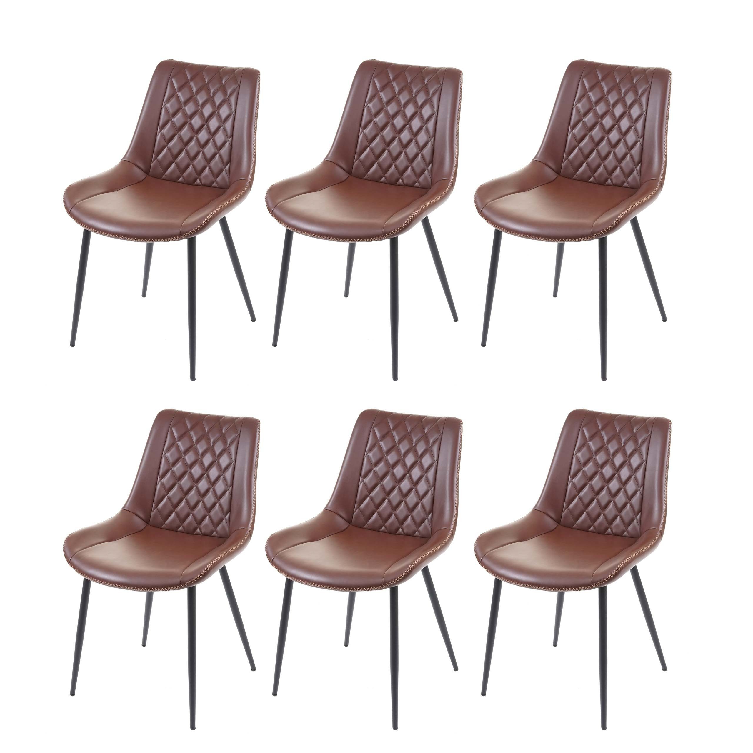 MCW Esszimmerstuhl MCW-E56-6 (Set, 6 St), 6er-Set, Inklusive Fußbodenschoner, dekorative glänzende Ziernaht braun | braun | Stühle