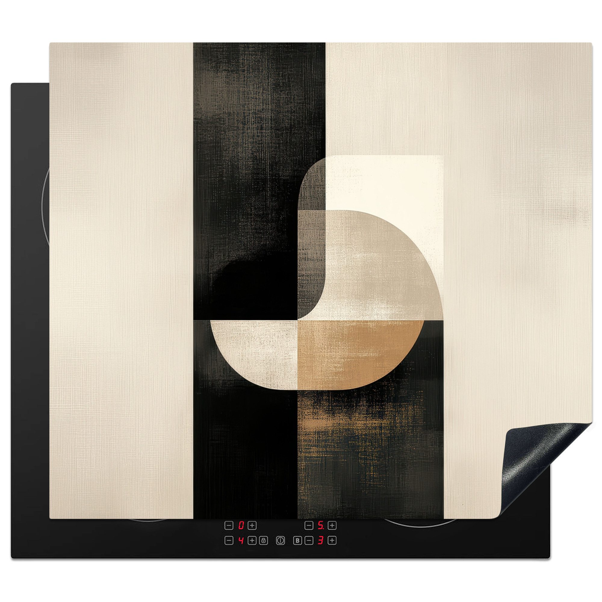 MuchoWow Herd-Abdeckplatte Modern - Quadratisch - Formen, Vinyl, (1 tlg), Ceranfeldabdeckung Küche, Herdabdeckplatte Einteilig, 59x51 cm