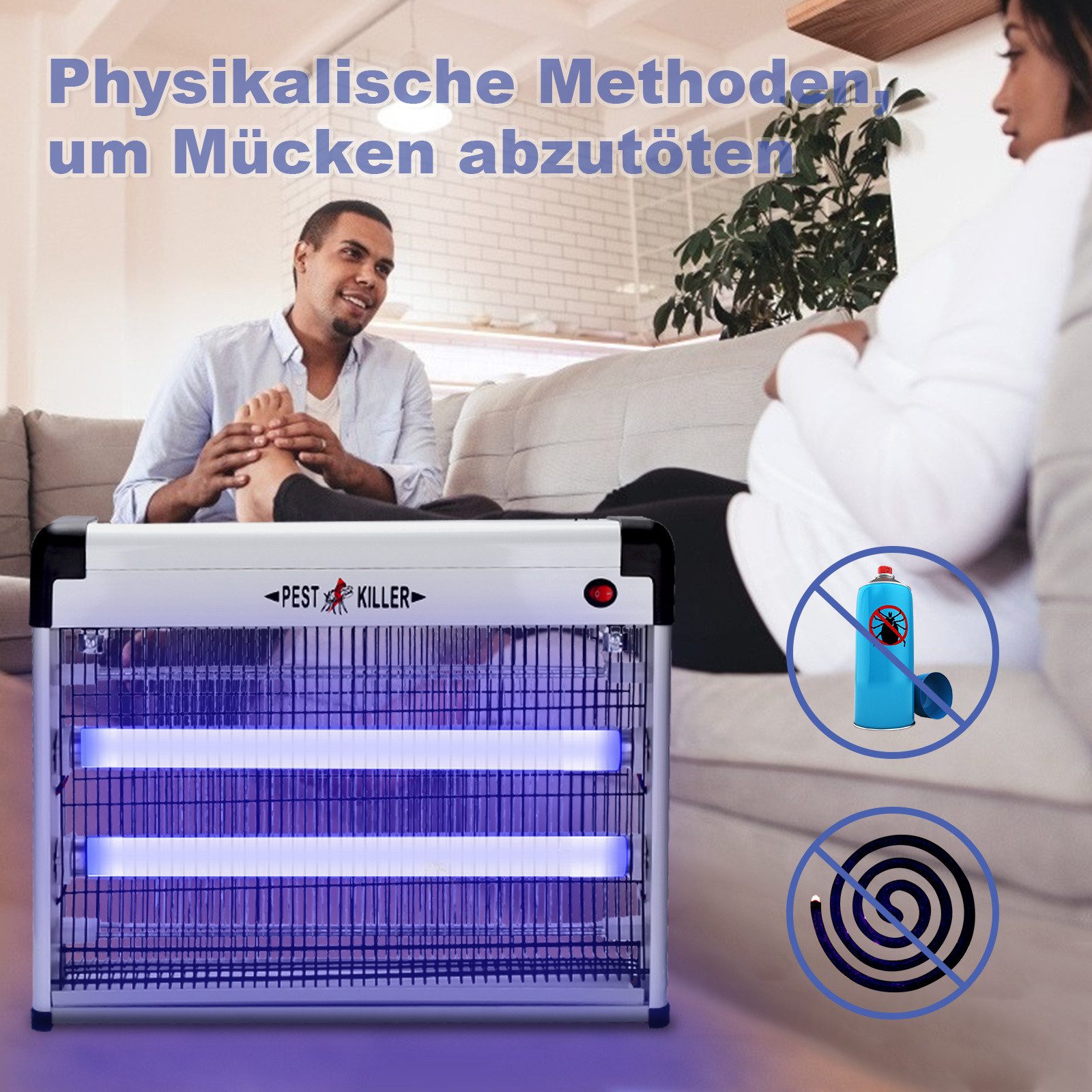 Clanmacy Ultraschall-Tierabwehr Elektrischer Insektenvernichter Mückenlampe LED mit UV-Licht, 3W/12W/30W/40W – Bild 3 von 5