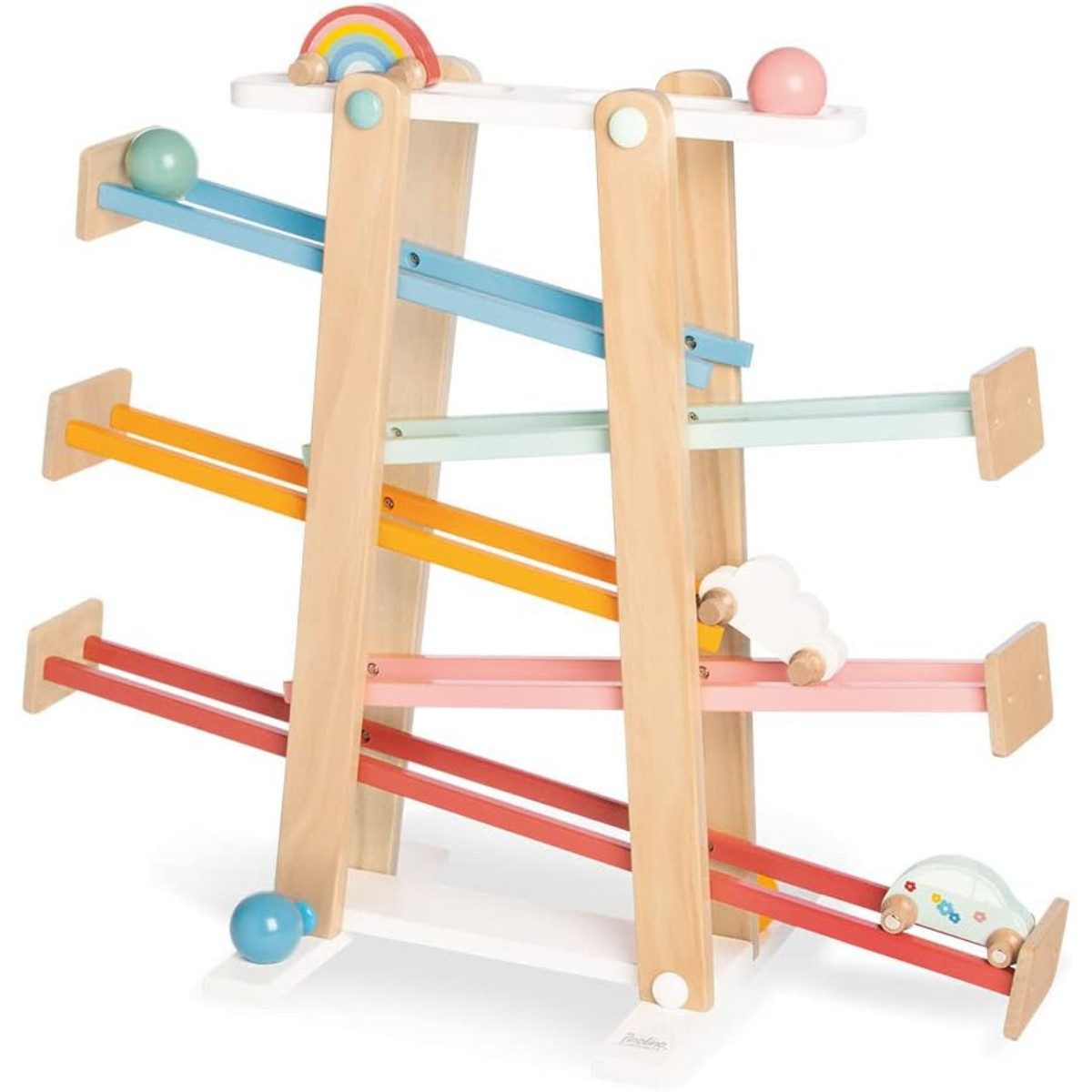 Pinolino® Kugelbahn Kuno Kugelbahn aus Holz 8 teilig mit 4 Kugeln und Rollelementen
