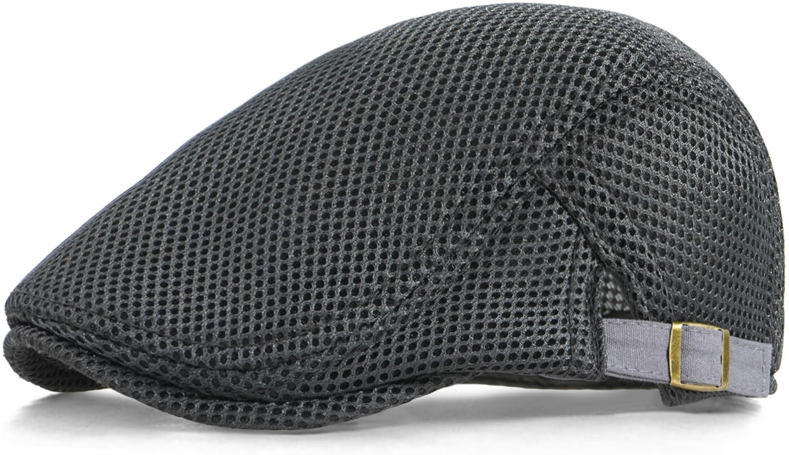 Zaewry Flat Cap Herren Atmungsaktive Mesh-Sommermütze Verstellbare Schiebermütze Baskenmütze Ivy Cap Cabbie Flat Cap