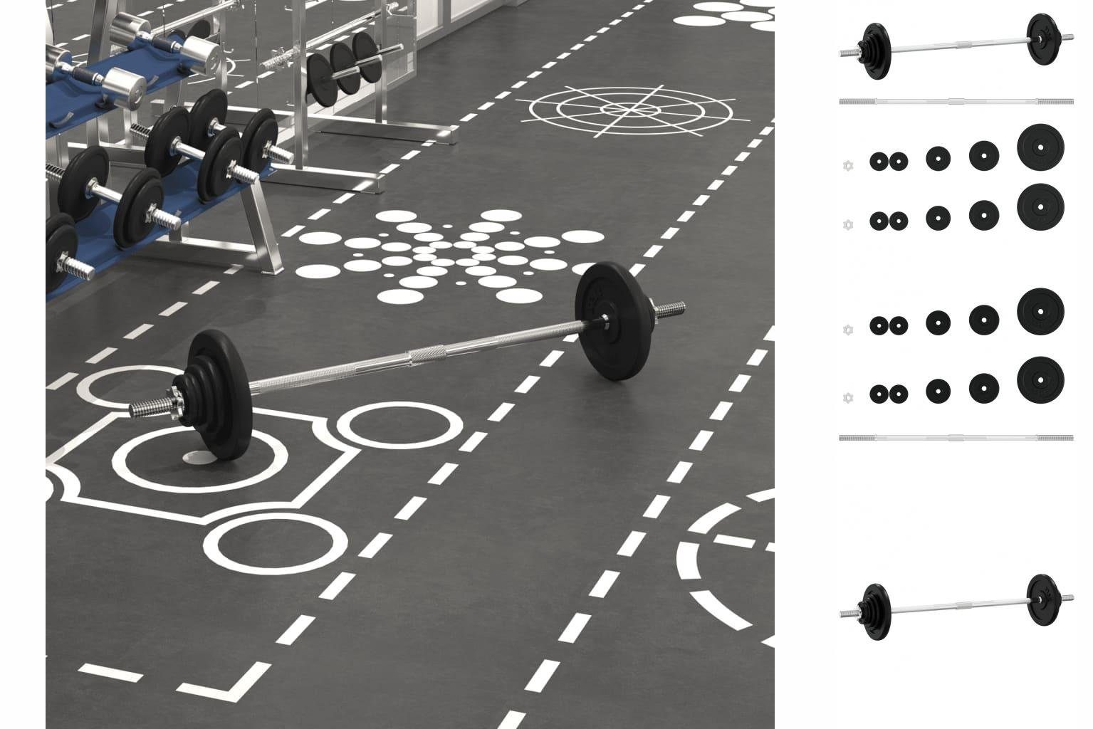 Fitness kg Hantel vidaXL Kraftsporr Set Langhantel Gewicht mit 30 Gewichten Training