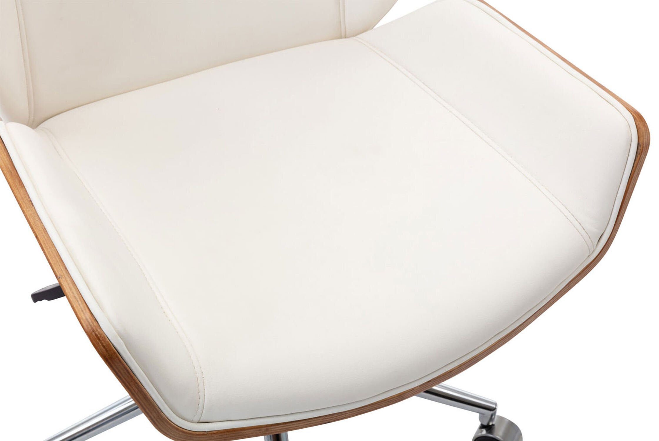 ergonomisch - Kunstleder Sitzfläche: (Schreibtischstuhl, Bredow Chefsessel, Bürostuhl bequemer Metall Rückenlehne Drehstuhl, walnuss/weiß Gamingstuhl), chrom geformter Gestell: TPFLiving mit