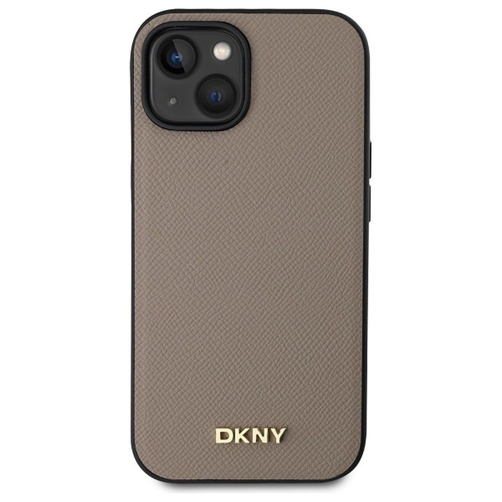 DKNY Handyhülle Schutzhülle Magnethülle Rückschale 6,1 Zoll, MagSafe-kompatibel, Kunstleder, Metalllogo