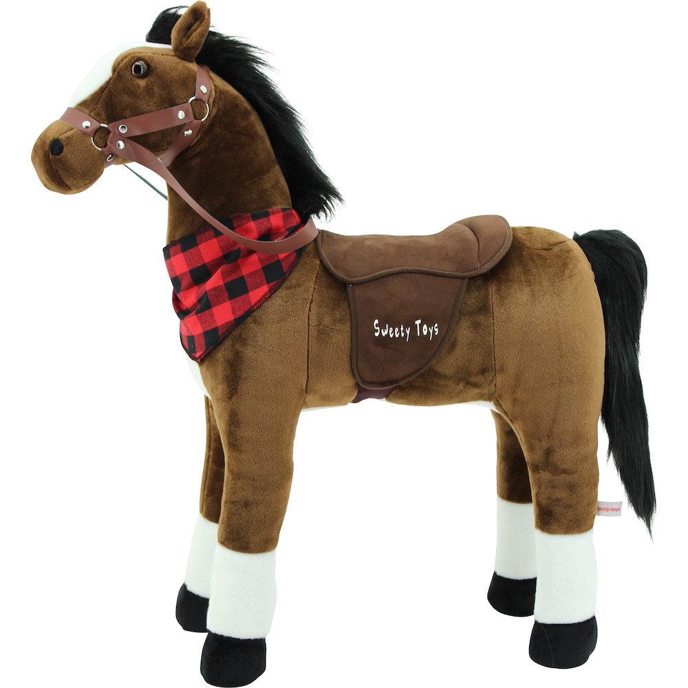 Sweety-Toys Stehpferd Sweety Toys 7653 Stehpferd LITTLE CHAMP 80cm Stahlunterbau dunkelbraun