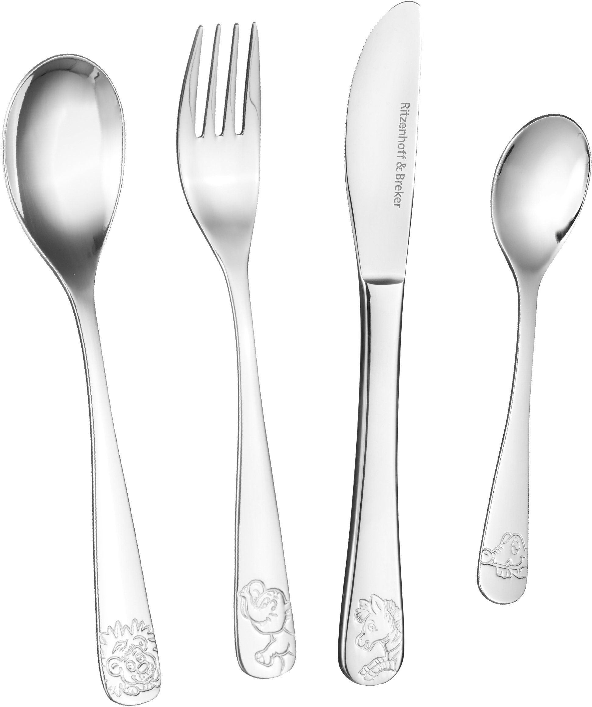 Ritzenhoff & Breker Kinderbesteck Happy Zoo (4-tlg), 1 Personen, Edelstahl 18/10