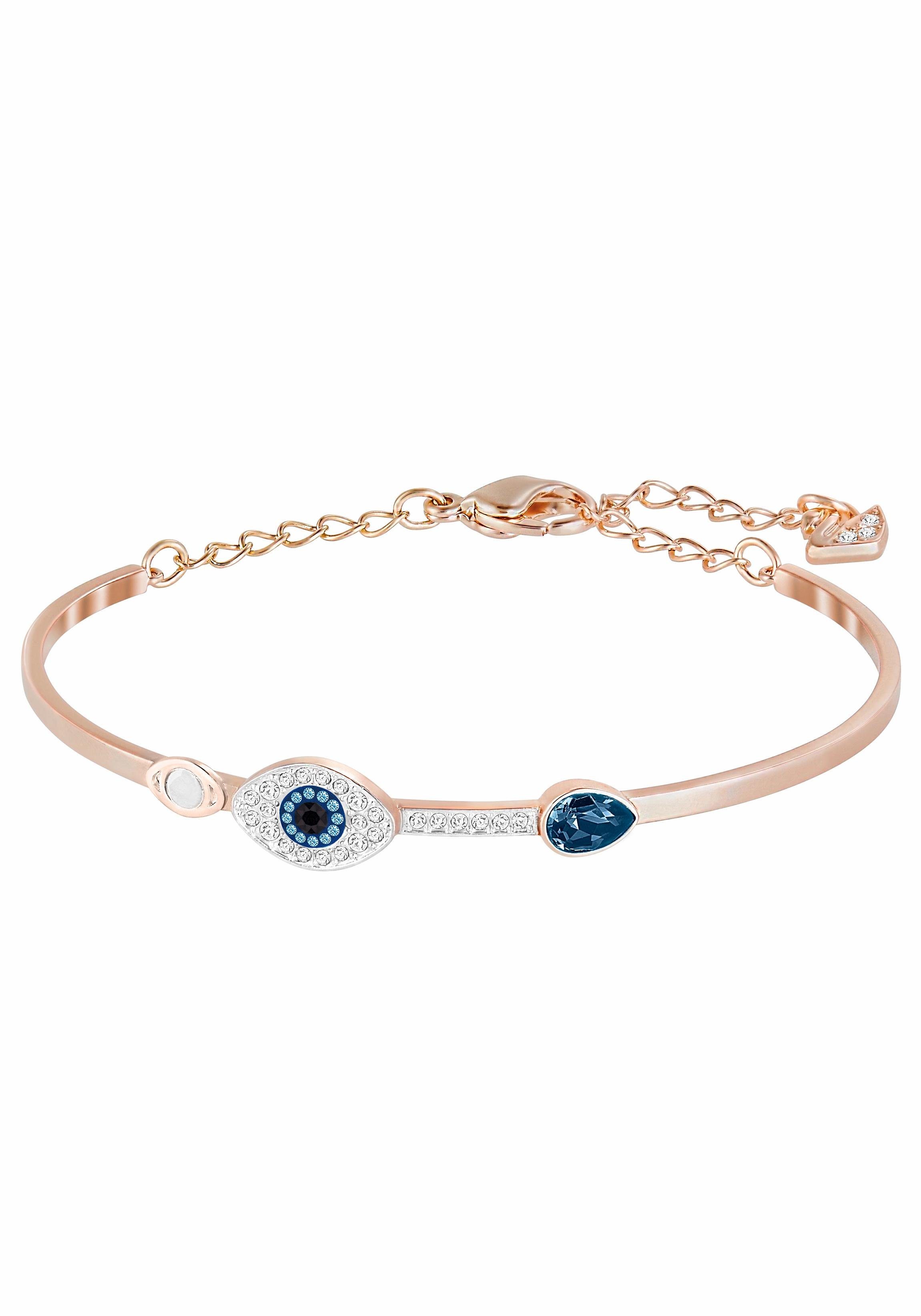 Swarovski Armreif DUO EVIL EYE, BLAU, METALLMIX, Magisches Auge, 5171991, mit Swarovski® Kristall