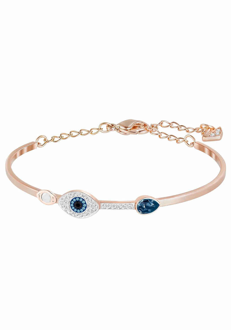 Swarovski Armreif DUO EVIL EYE, BLAU, METALLMIX, Magisches Auge, 5171991, mit Swarovski® Kristall