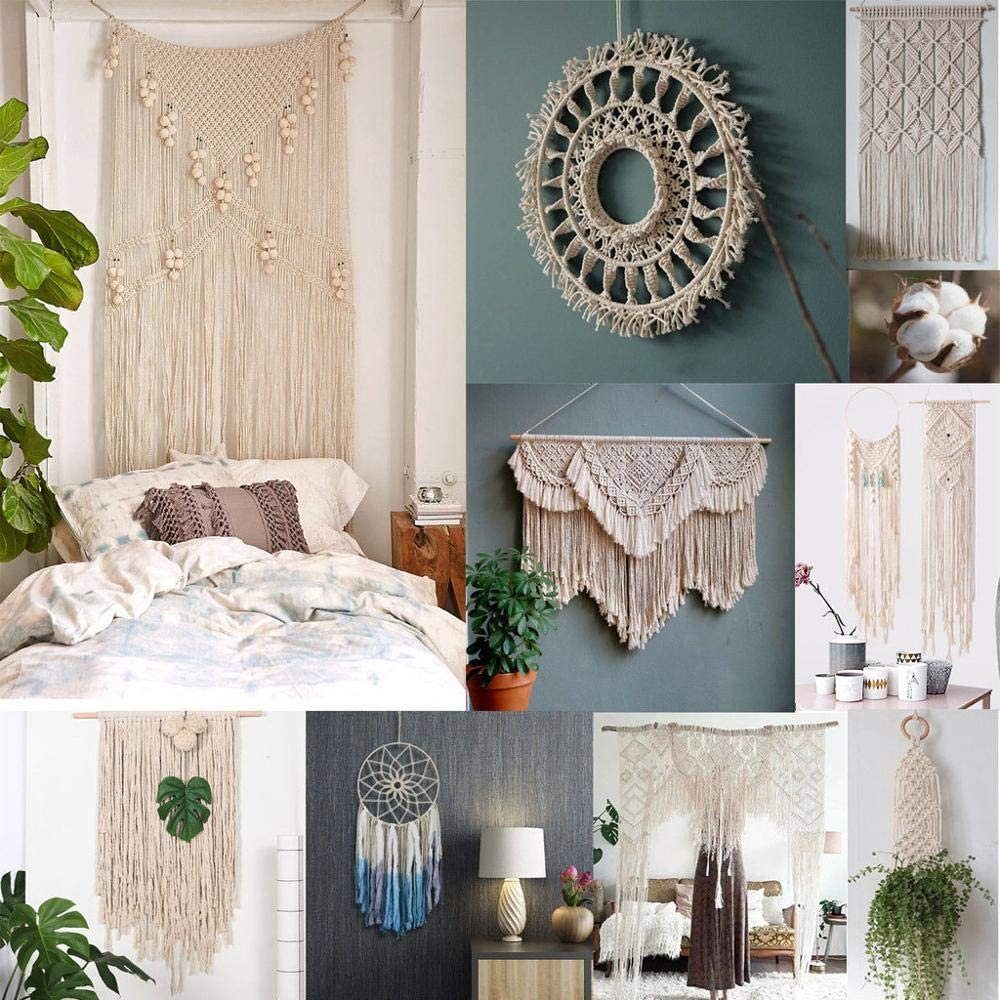 MORRENT Makramee-Garn 3mm x 300m,100% natürliche Baumwolle, superweiches garn Bastelgarn, 300,00 m