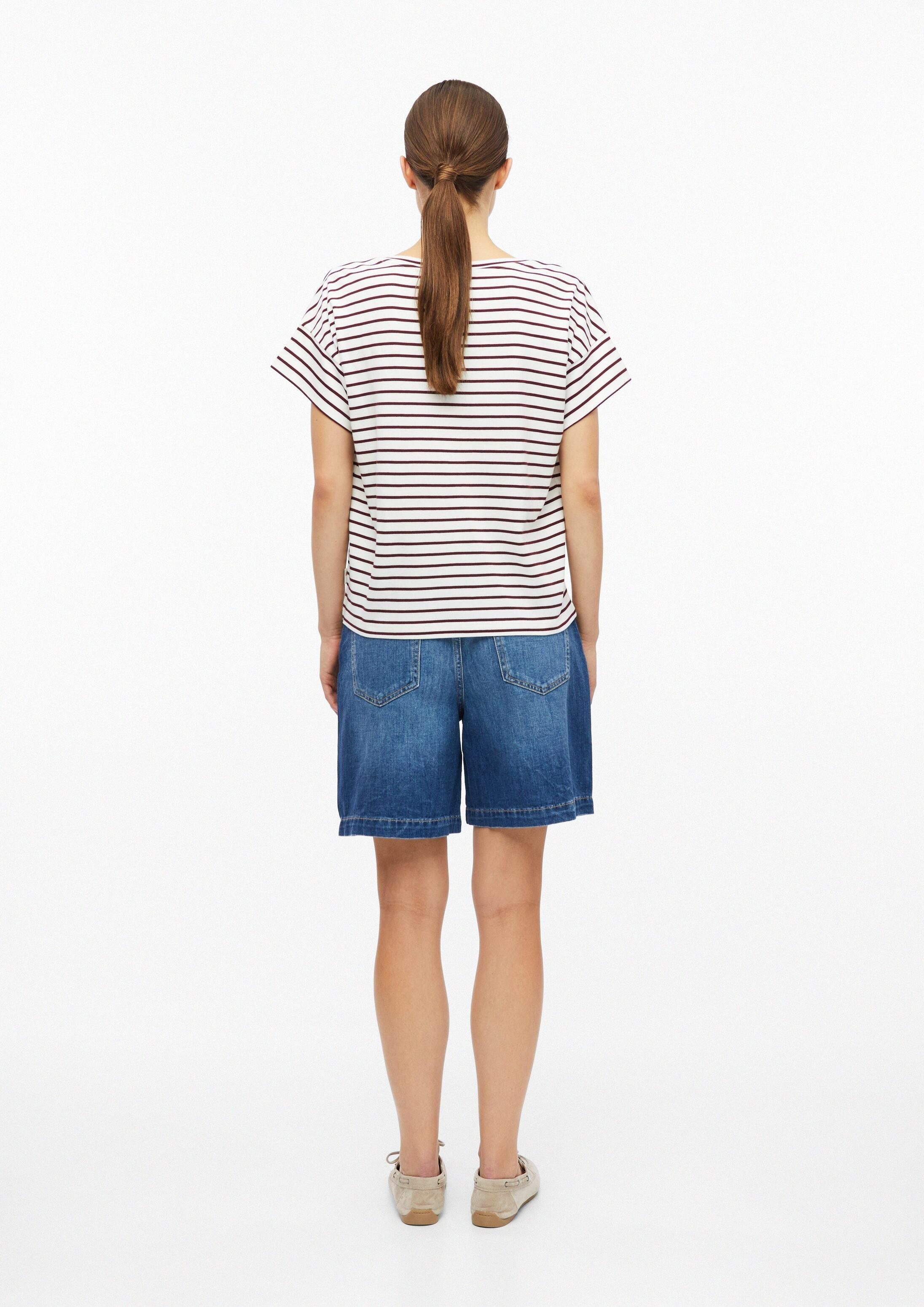 s.Oliver Kurzarmshirt T-Shirt Gestreiftes Jersey-T-Shirt mit V-Ausschnitt