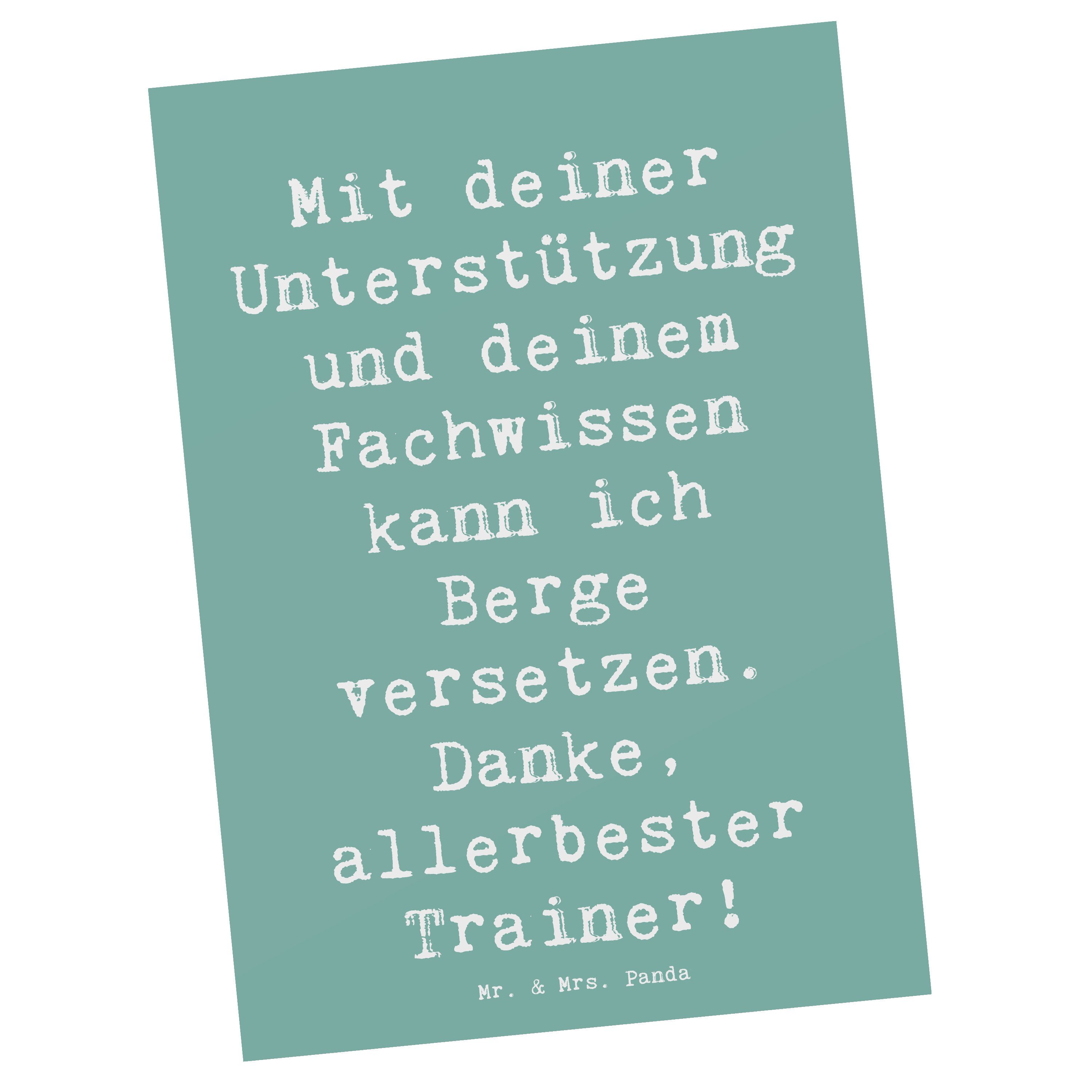 Mr. & Mrs. Panda Postkarte Spruch Bester Trainer, Grußkarte, Meeresbrise, Postkarten, Danke sage, bildkarte handgefertigt Wertschätzung