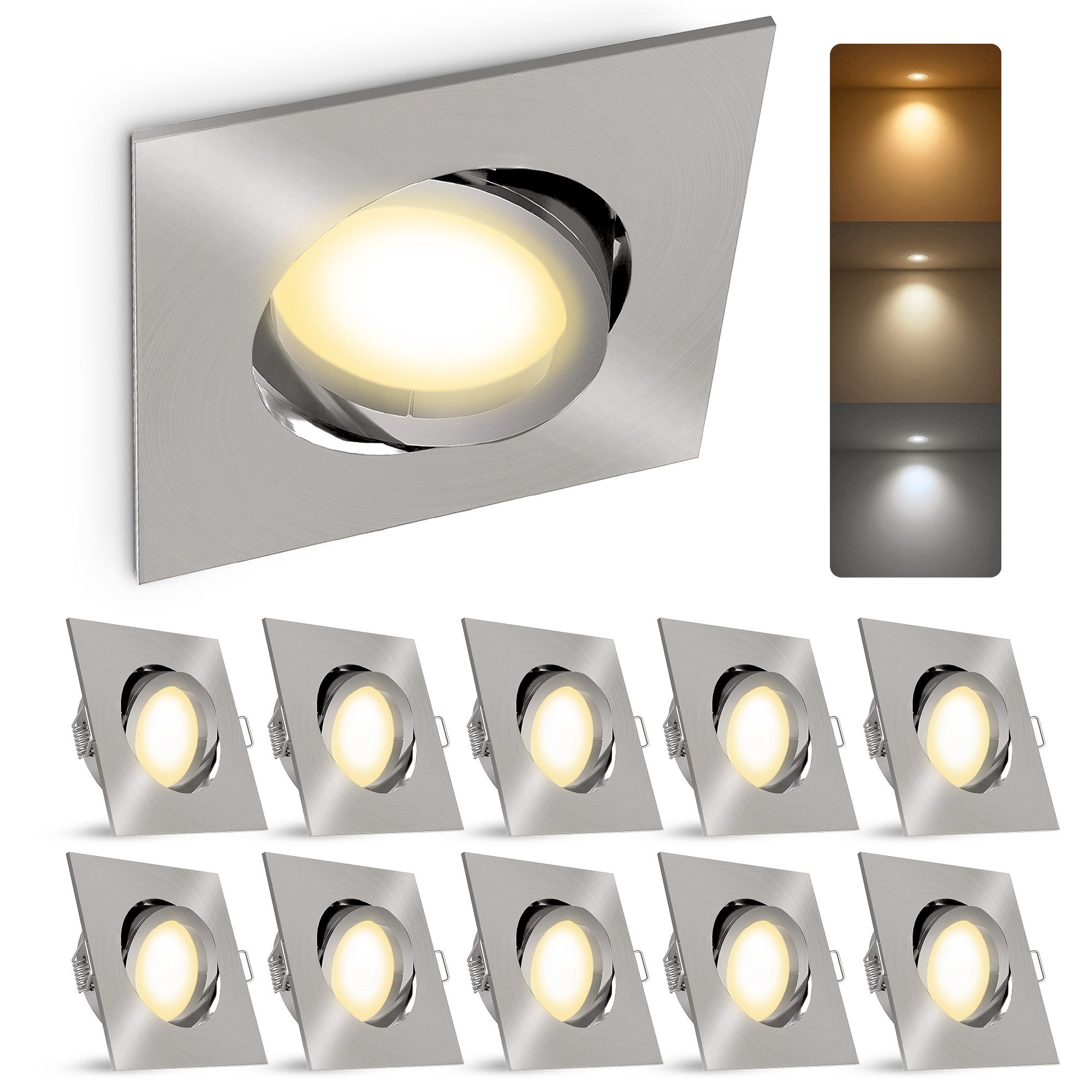 linovum LED Einbaustrahler 10x LED Einbaustrahler GU10 5W warmweiß neutralweiß tageslicht 230V, Tageslichtweiß, Warmweiß, Neutralweiß