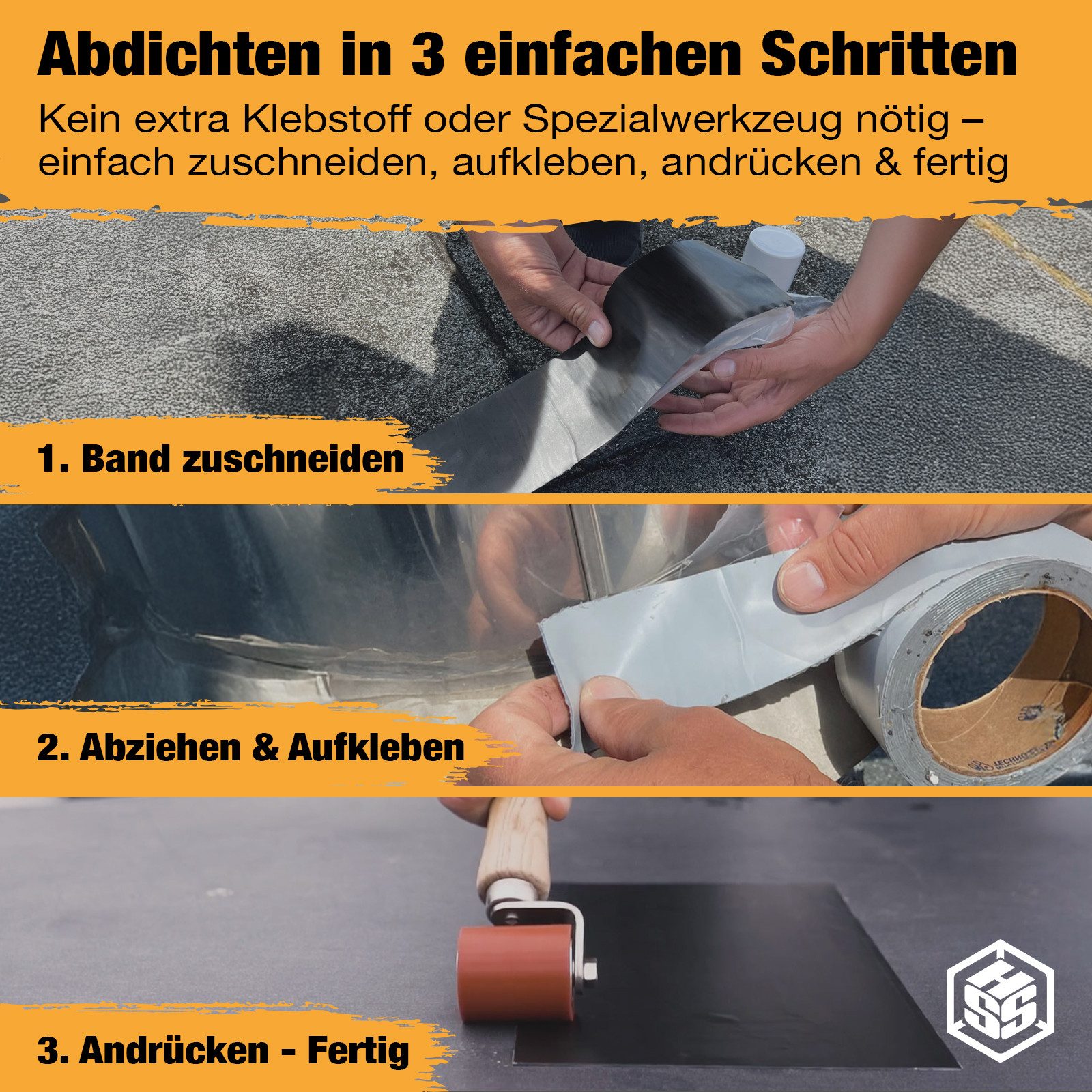 Hanse Syntec Systems Klebeband Reparaturband DIY selbstklebend – Dach, Wohnwagen & Rinne Butylband, selbstklebend, wasserdicht, UV-Sicher, witterungsbeständig