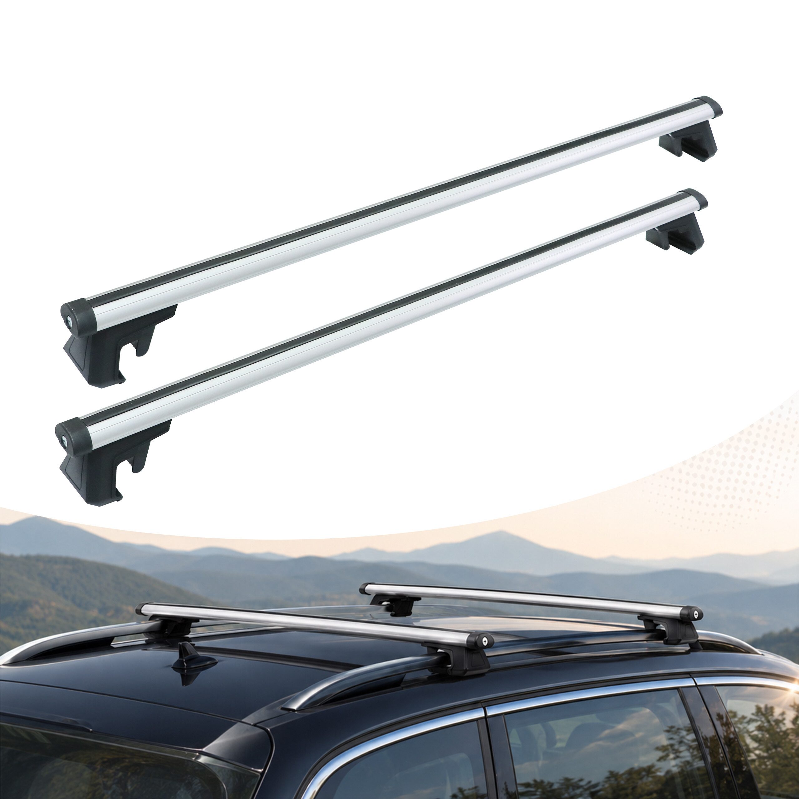 relaxdays Relingträger Dachträger Aluminium offene Reling, silber, 124 cm