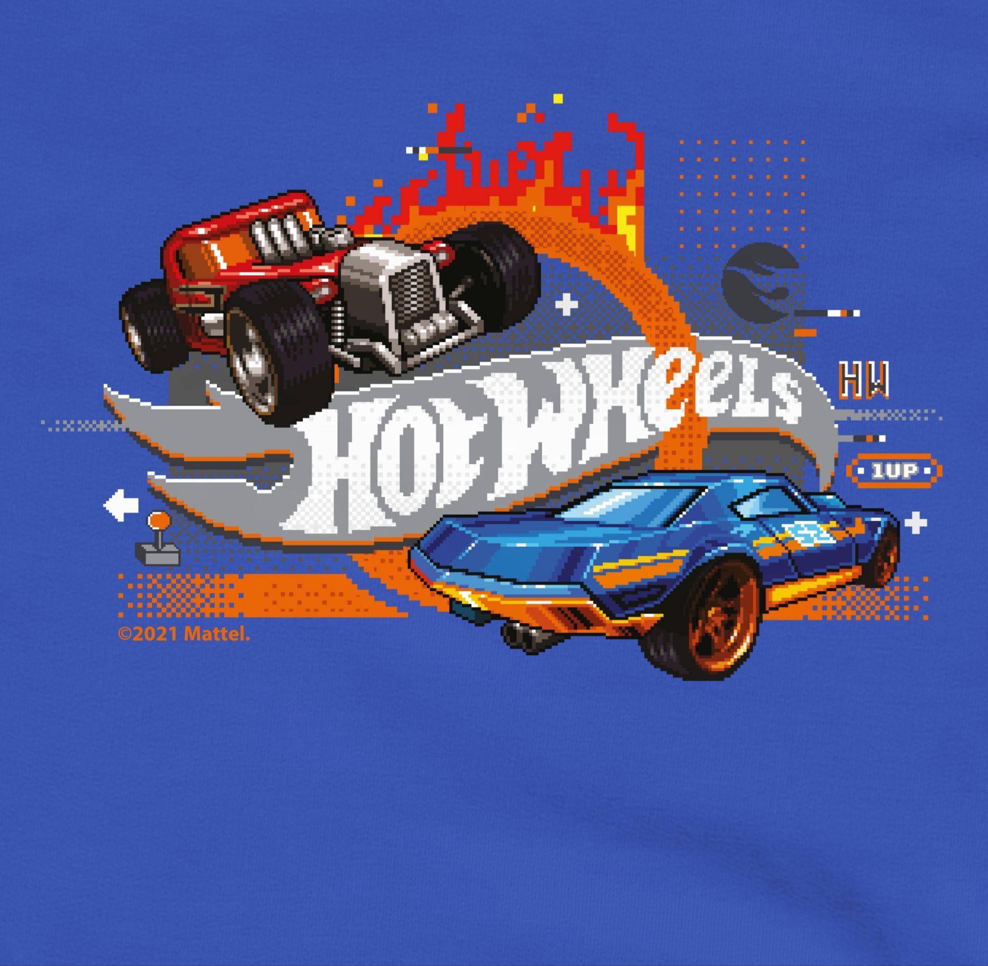 Mädchen Hoodie Wheels 8-Bit Shirtracer Royalblau 2 Hot Logo